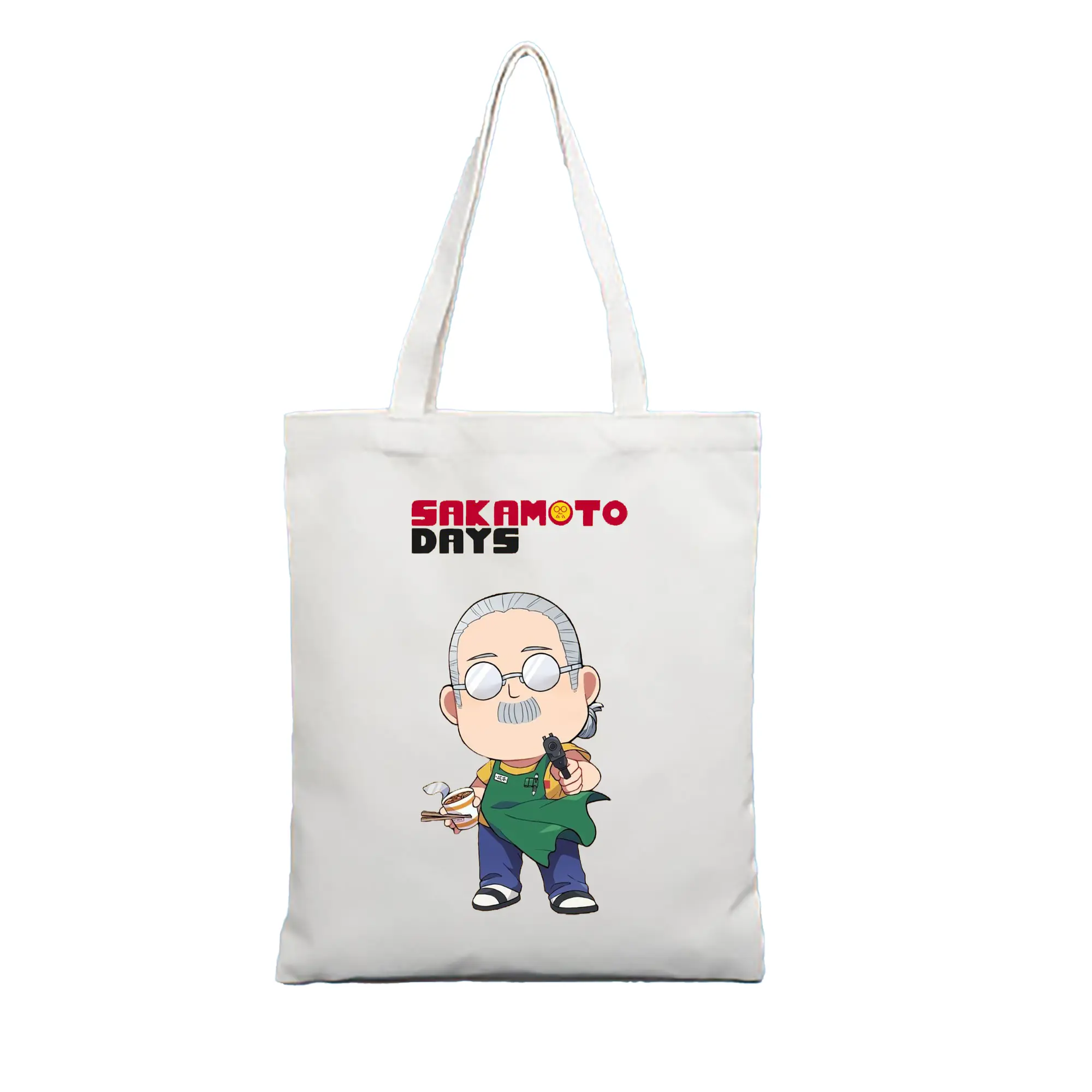 Sakamoto Days ギャグサカモト - 縦型キャンバス手提げバッグ（トートバッグ） ・ キャンバス素材 ・ ショッピング用 ・ 軽量 丈夫 お手入れ簡単