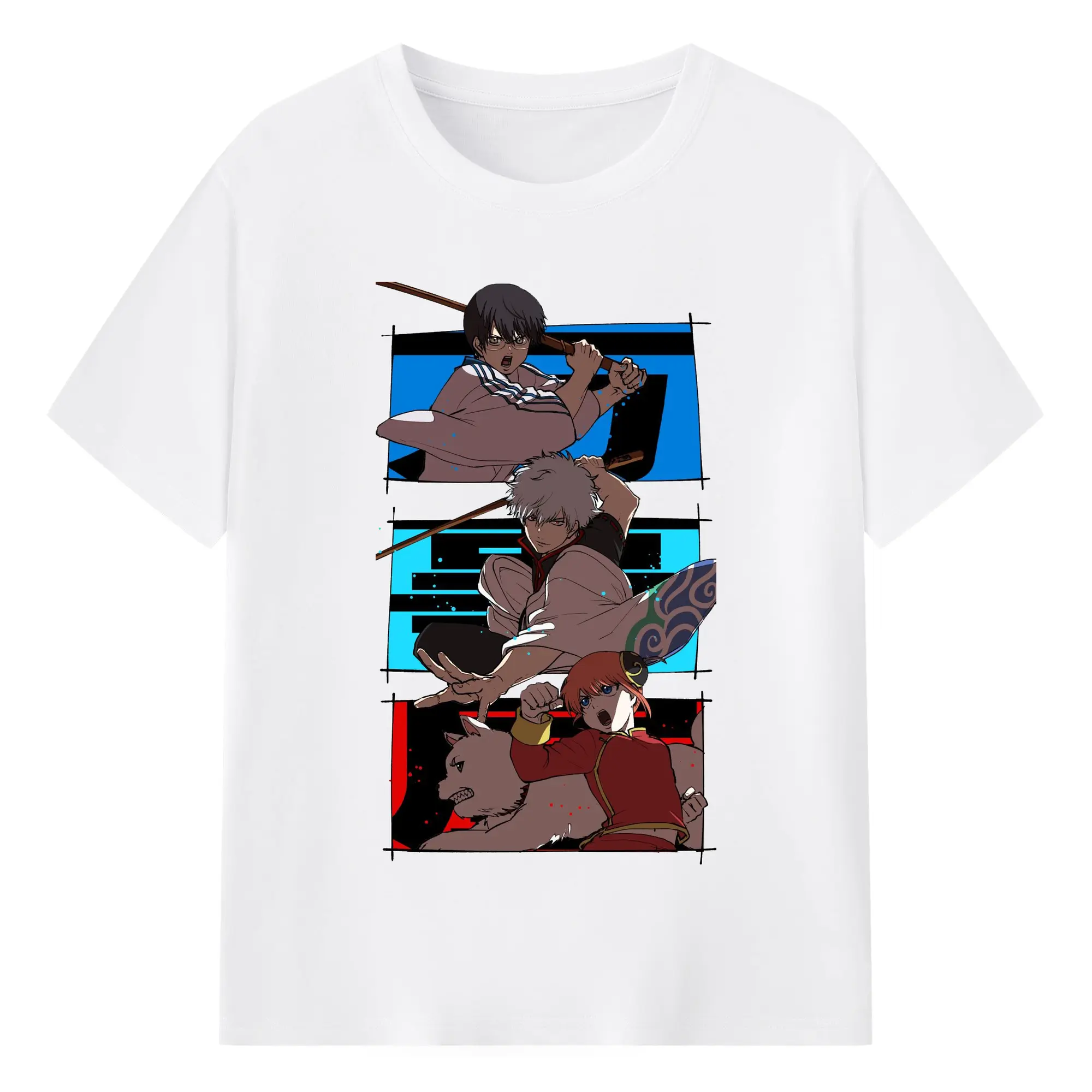 银魂 定春 俺は銀魂だ 何事もなかったように生きるのも、立派な生き様だ。 - 綿100％ 半袖Tシャツ ・ フロントプリント ・ 快適 通気性 ・ 日常使い 散歩 スポーツ用