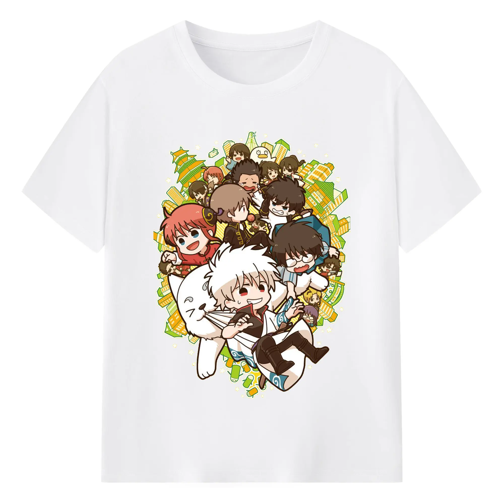 银魂 銀時スムージ夏限定 - 綿100％ 半袖Tシャツ ・ フロントプリント ・ 快適 通気性 ・ 日常使い 散歩 スポーツ用