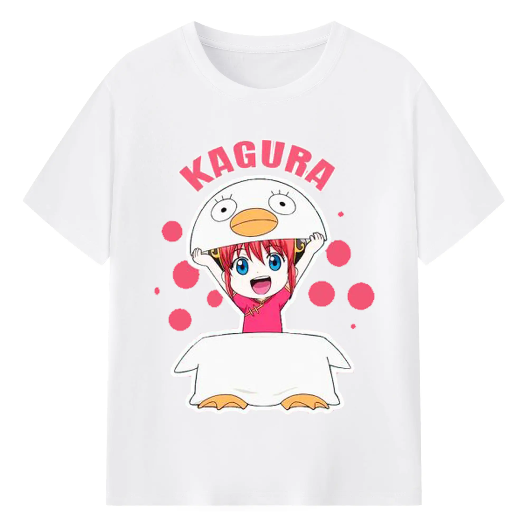 银魂 エリザベス神楽カワイイ日記 - 綿100％ 半袖Tシャツ ・ フロントプリント ・ 快適 通気性 ・ 日常使い 散歩 スポーツ用
