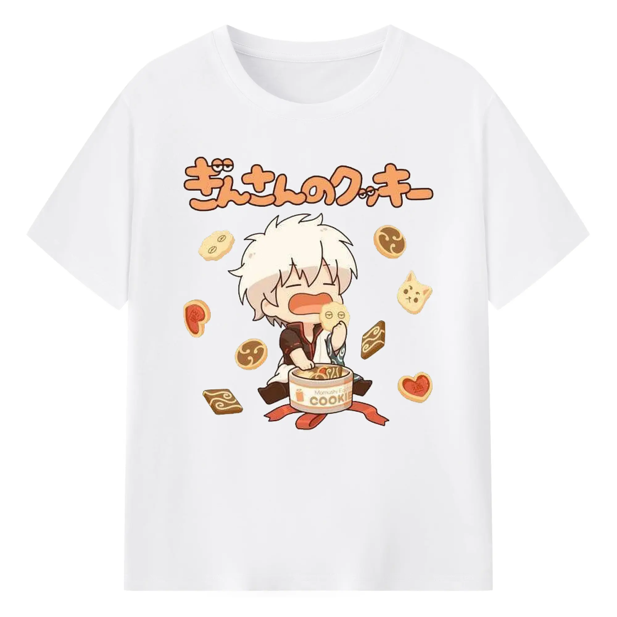 银魂 銀時おやつタイム - 綿100％ 半袖Tシャツ ・ フロントプリント ・ 快適 通気性 ・ 日常使い 散歩 スポーツ用