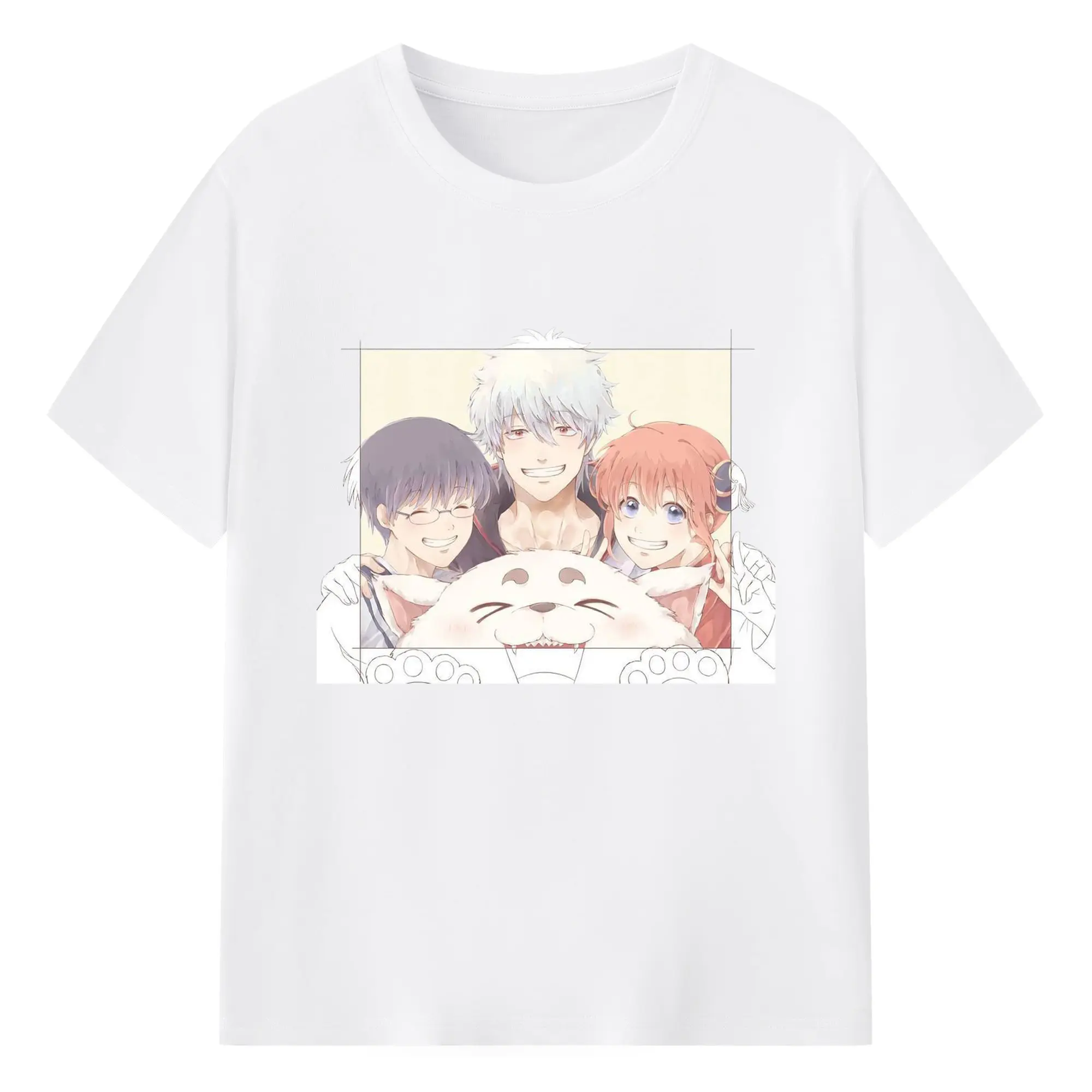 银魂 定春 ほっこり銀魂タイム - 綿100％ 半袖Tシャツ ・ フロントプリント ・ 快適 通気性 ・ 日常使い 散歩 スポーツ用