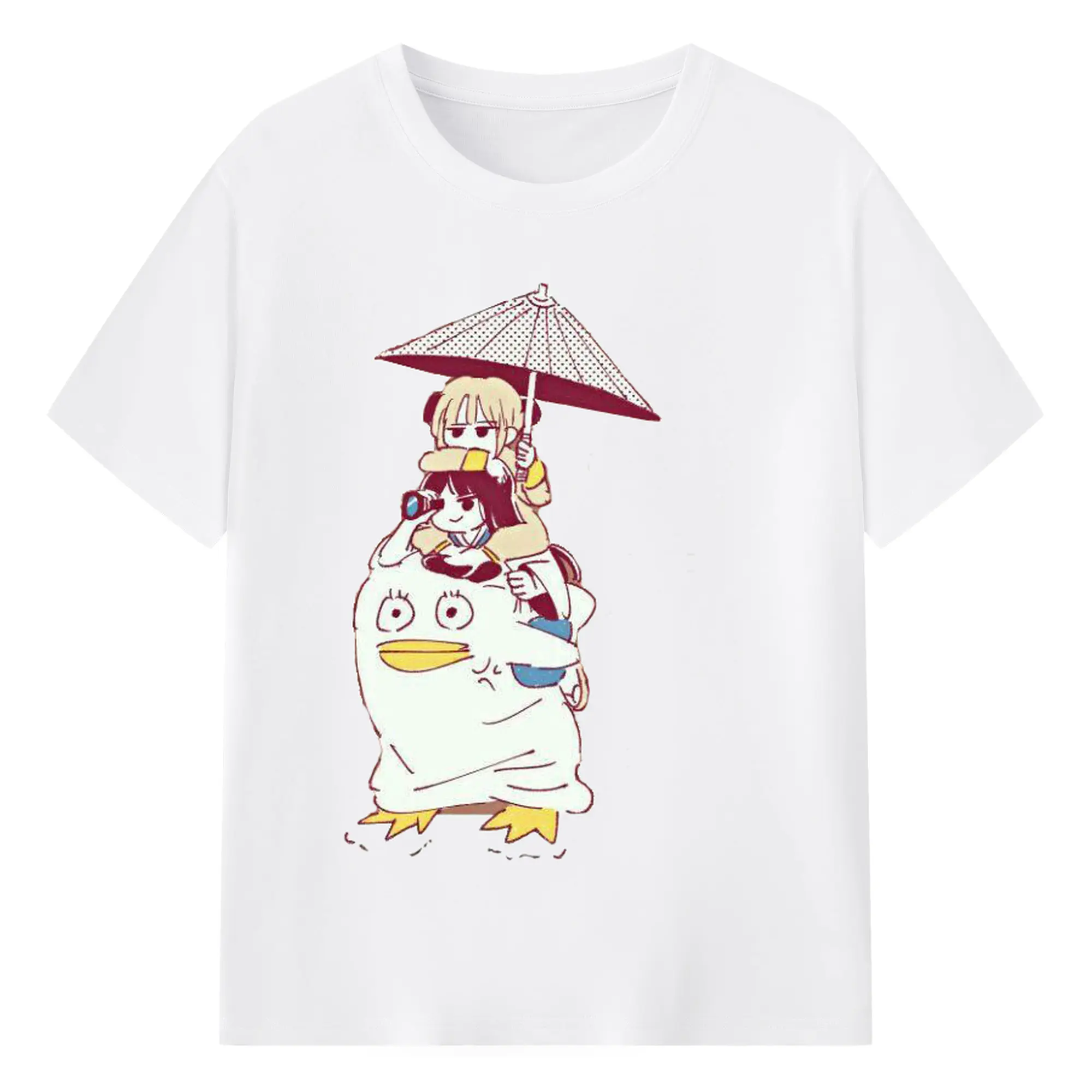 银魂 エリザベス - 綿100％ 半袖Tシャツ ・ フロントプリント ・ 快適 通気性 ・ 日常使い 散歩 スポーツ用