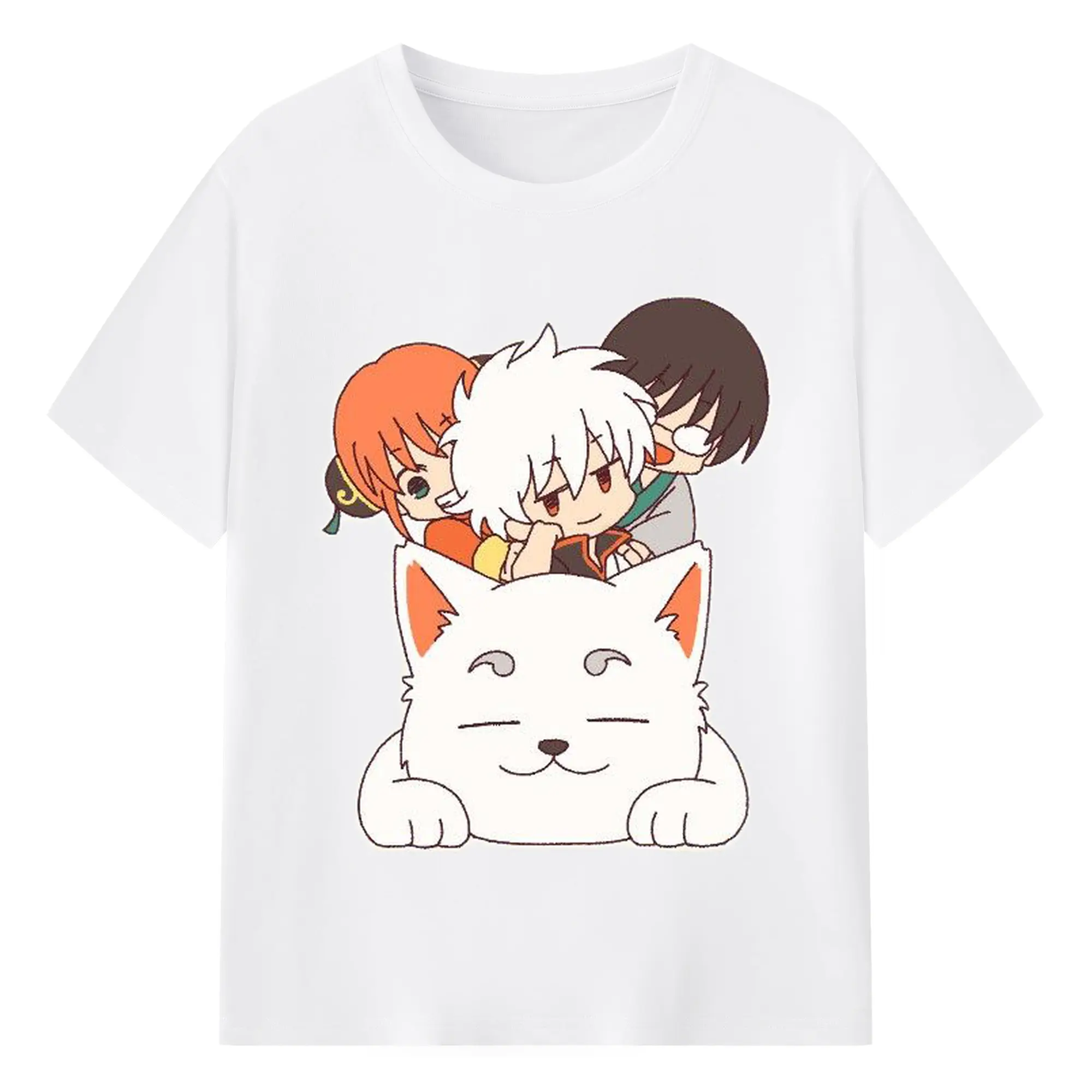 银魂 定春 ほっこり銀魂タイム - 綿100％ 半袖Tシャツ ・ フロントプリント ・ 快適 通気性 ・ 日常使い 散歩 スポーツ用
