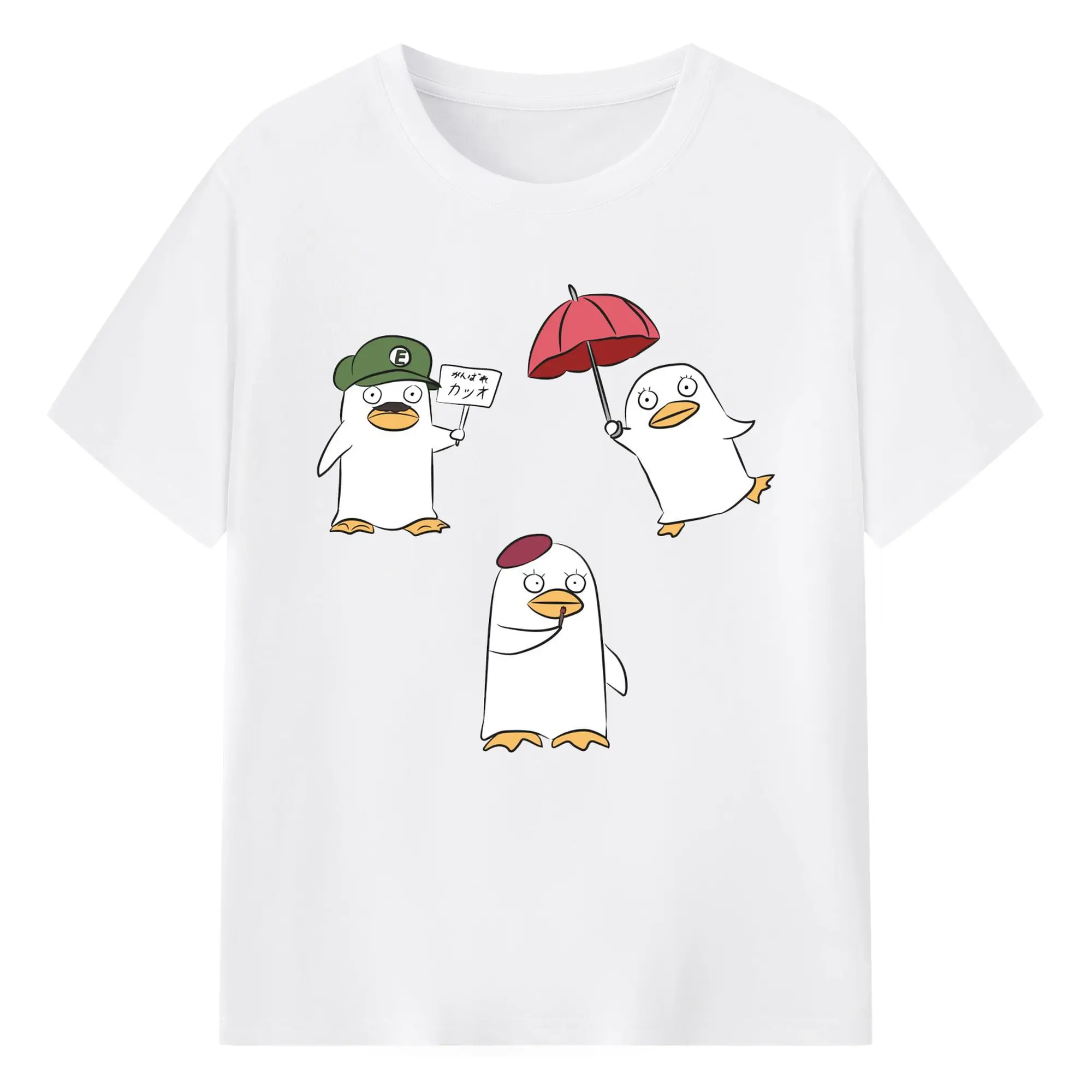 银魂 エリザベス - 綿100％ 半袖Tシャツ ・ フロントプリント ・ 快適 通気性 ・ 日常使い 散歩 スポーツ用