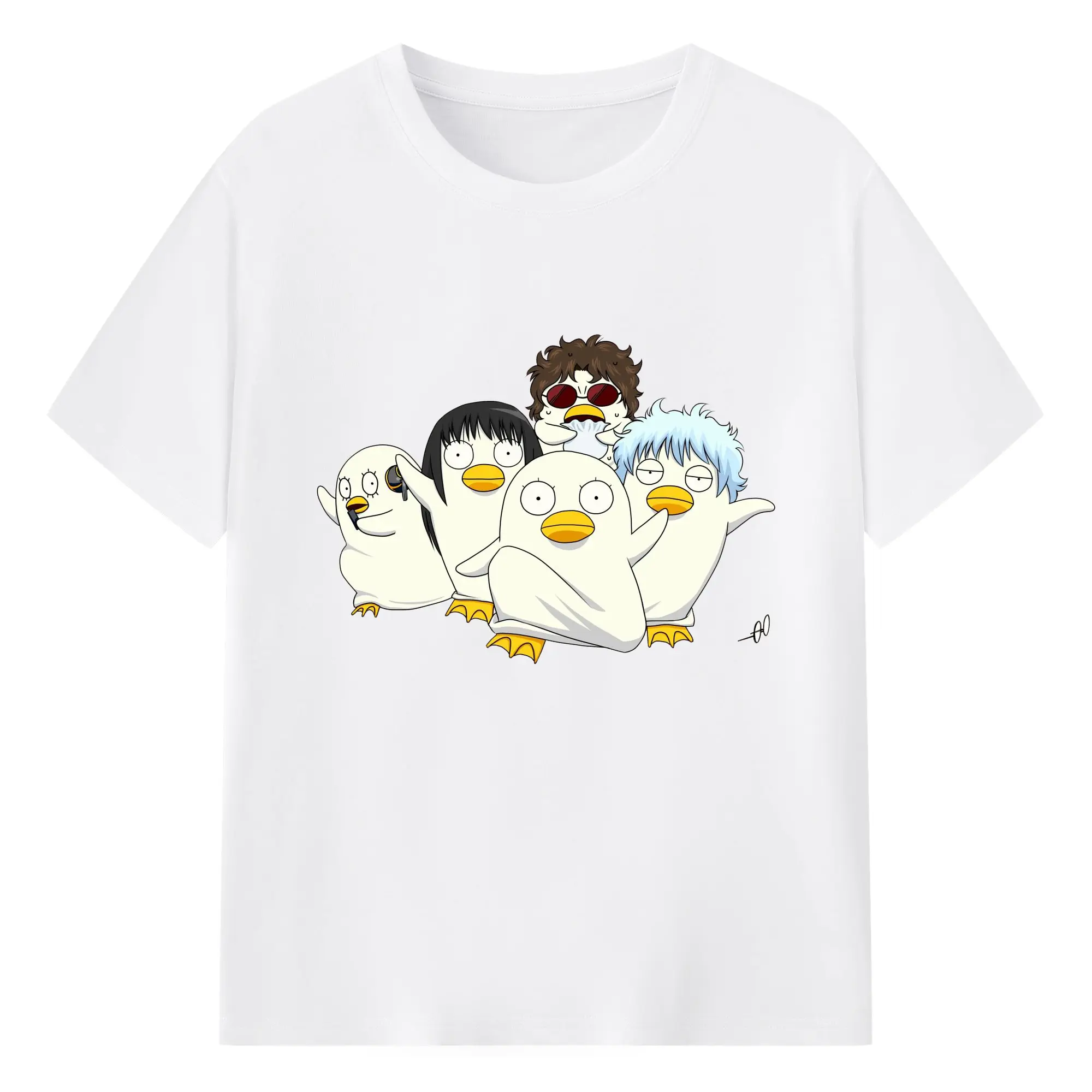 银魂 エリザベスみんなでぽかぽか - 綿100％ 半袖Tシャツ ・ フロントプリント ・ 快適 通気性 ・ 日常使い 散歩 スポーツ用