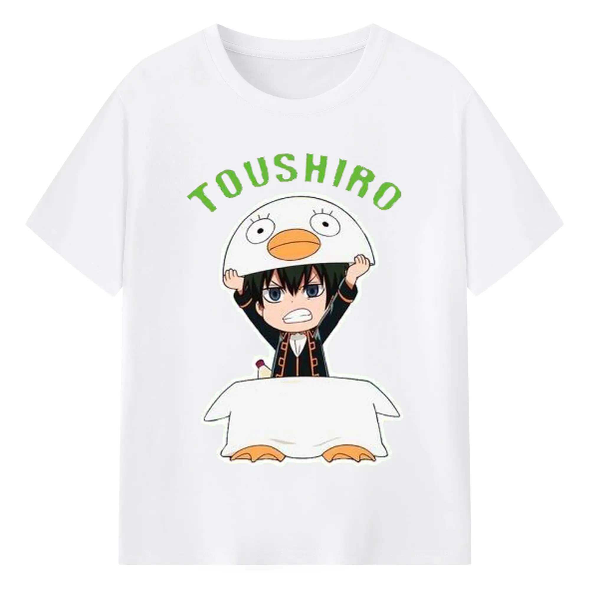 银魂 定春エリザベス - 綿100％ 半袖Tシャツ ・ フロントプリント ・ 快適 通気性 ・ 日常使い 散歩 スポーツ用