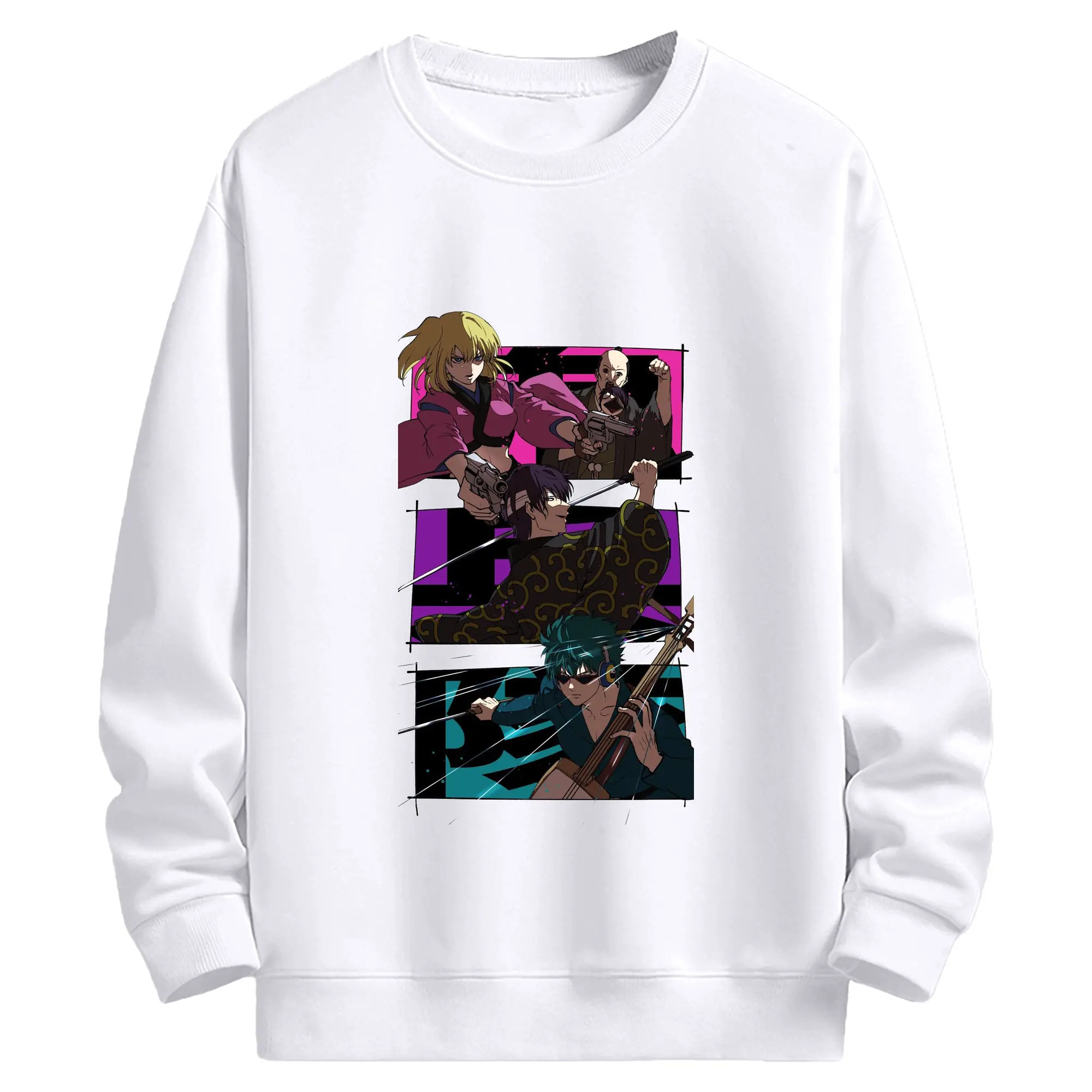 银魂 鬼兵隊の隊員たち - 高品質 クルーネック スウェット ・ コットン59％ ポリエステル41％ ・ ユニセックス 長袖 トレーナー ・ カジュアル デイリー スポーツ 散歩用