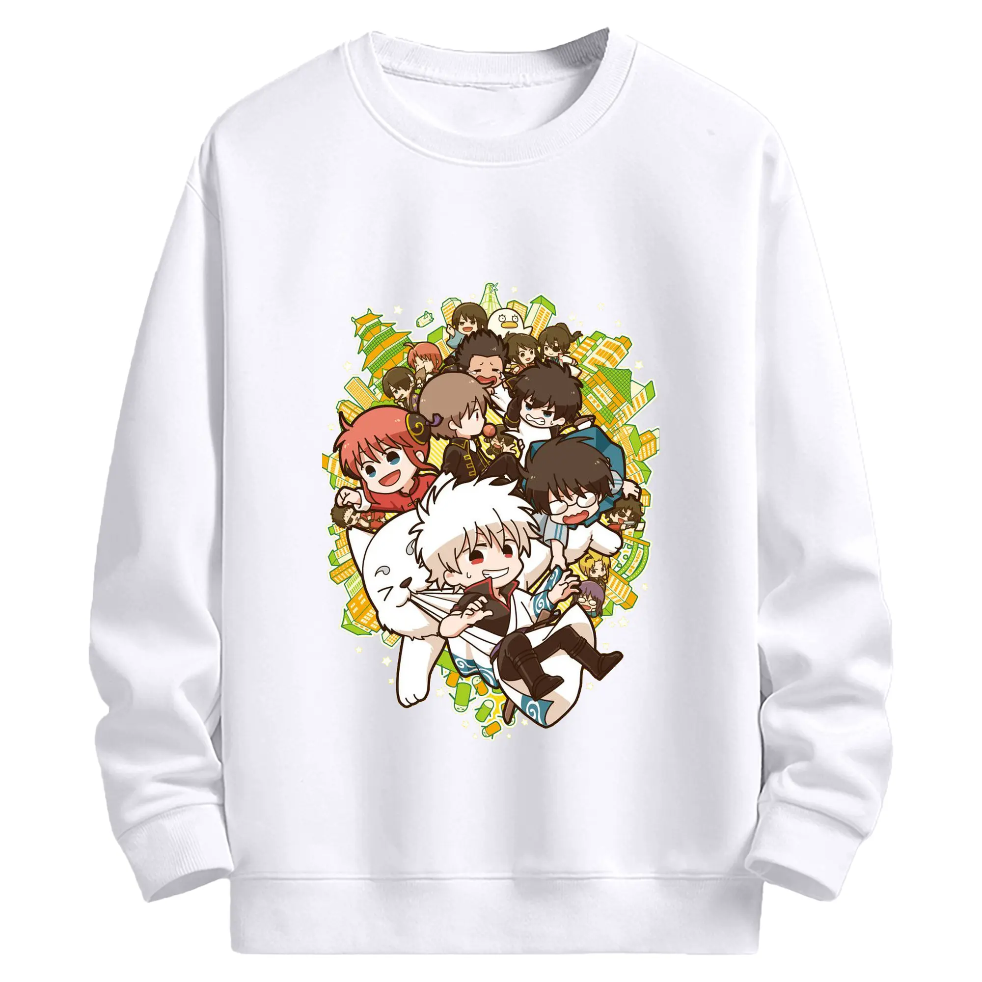 银魂 銀時スムージ夏限定 - 高品質 クルーネック スウェット ・ コットン59％ ポリエステル41％ ・ ユニセックス 長袖 トレーナー ・ カジュアル デイリー スポーツ 散歩用