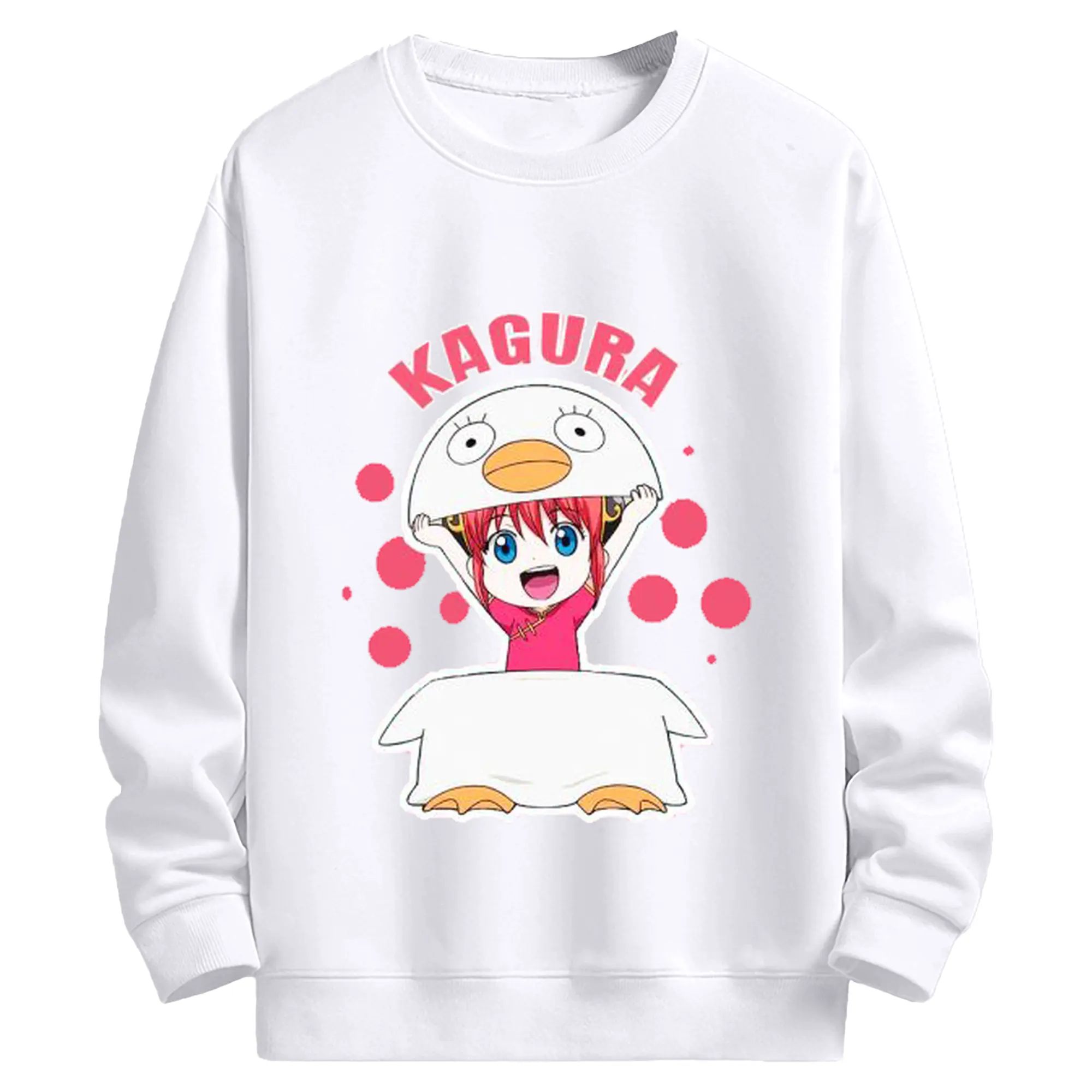 银魂 エリザベス神楽カワイイ日記 - 高品質 クルーネック スウェット ・ コットン59％ ポリエステル41％ ・ ユニセックス 長袖 トレーナー ・ カジュアル デイリー スポーツ 散歩用