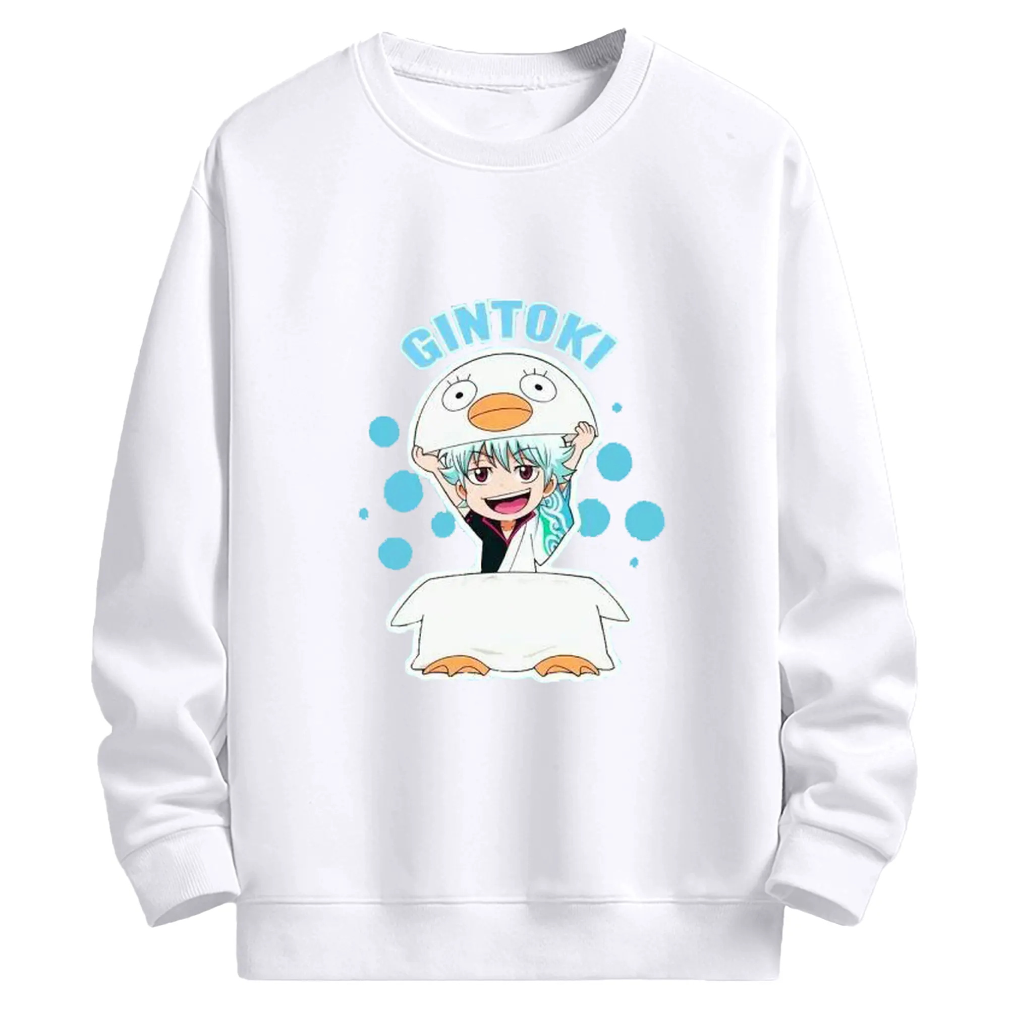 银魂エリザベス もふもふ銀時 - 高品質 クルーネック スウェット ・ コットン59％ ポリエステル41％ ・ ユニセックス 長袖 トレーナー ・ カジュアル デイリー スポーツ 散歩用