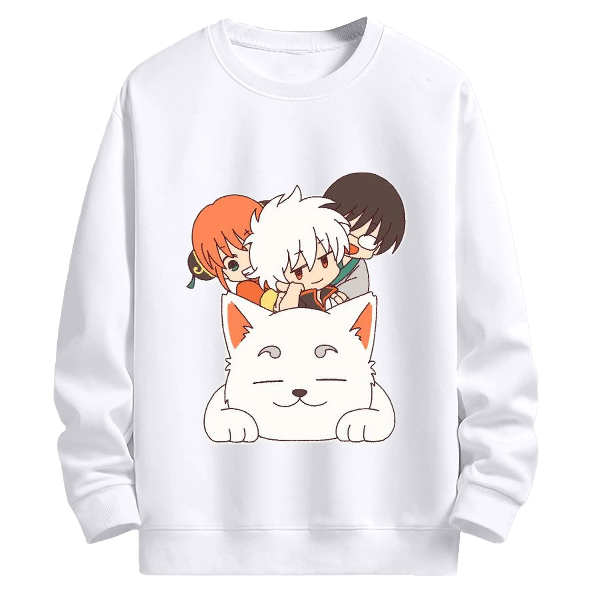 银魂 定春 ほっこり銀魂タイム - 高品質 クルーネック スウェット ・ コットン59％ ポリエステル41％ ・ ユニセックス 長袖 トレーナー ・ カジュアル デイリー スポーツ 散歩用