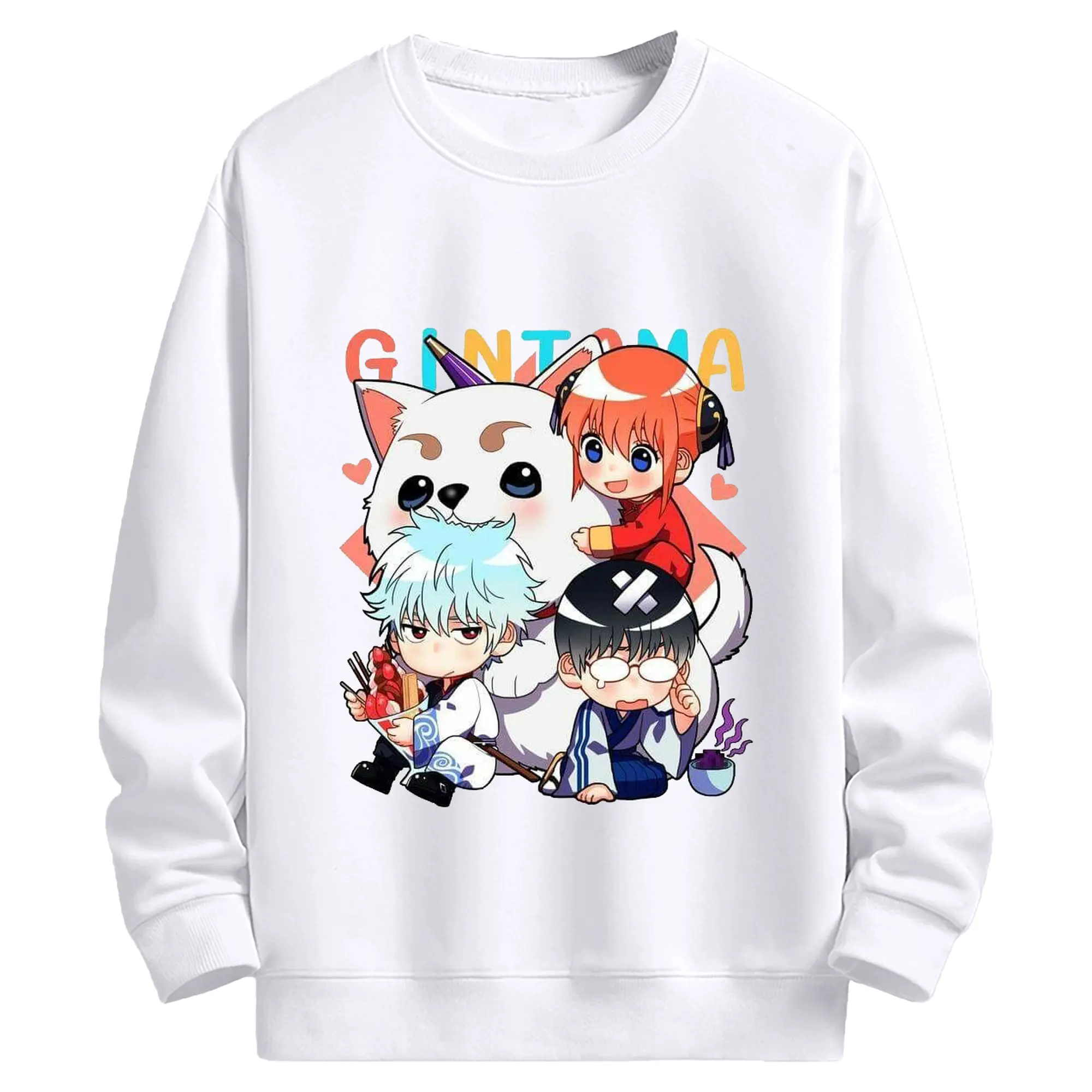 银魂 万事屋のもふもふ日記 - 高品質 クルーネック スウェット ・ コットン59％ ポリエステル41％ ・ ユニセックス 長袖 トレーナー ・ カジュアル デイリー スポーツ 散歩用