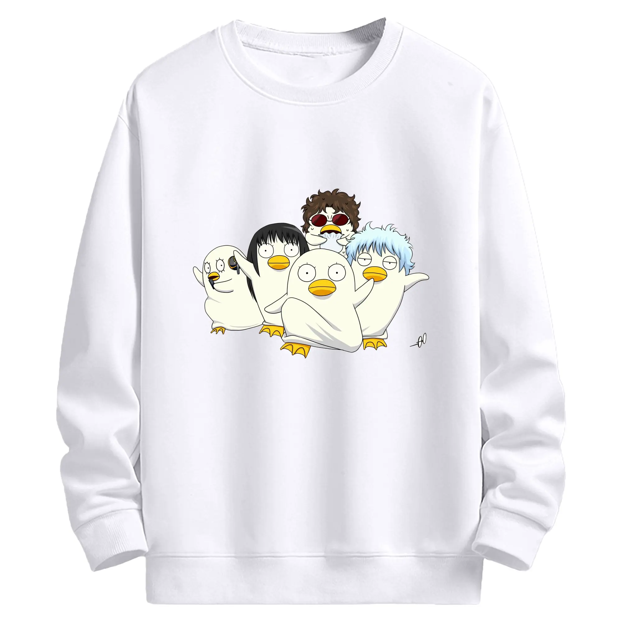 银魂 エリザベスみんなでぽかぽか - 高品質 クルーネック スウェット ・ コットン59％ ポリエステル41％ ・ ユニセックス 長袖 トレーナー ・ カジュアル デイリー スポーツ 散歩用