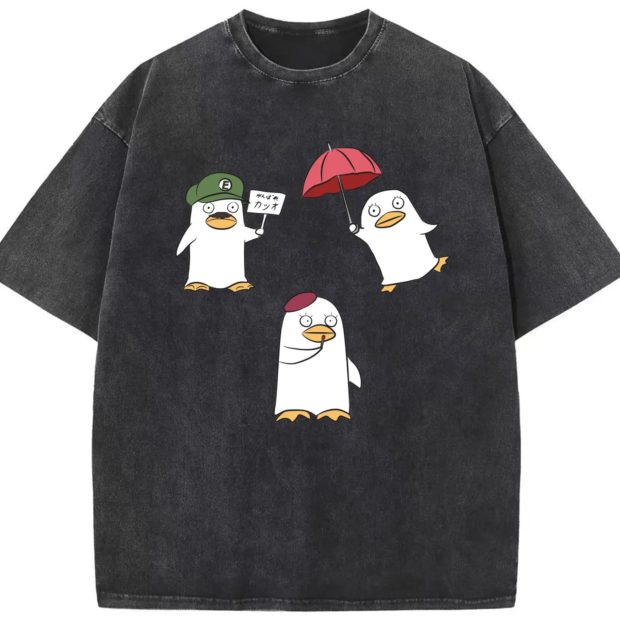 银魂 エリザベス - 綿100％ ヴィンテージ風 半袖Tシャツ ・ フロントプリント ・ 柔らか肌触り ・ 通気性 快適 ・ スポーツ カジュアル 外出用