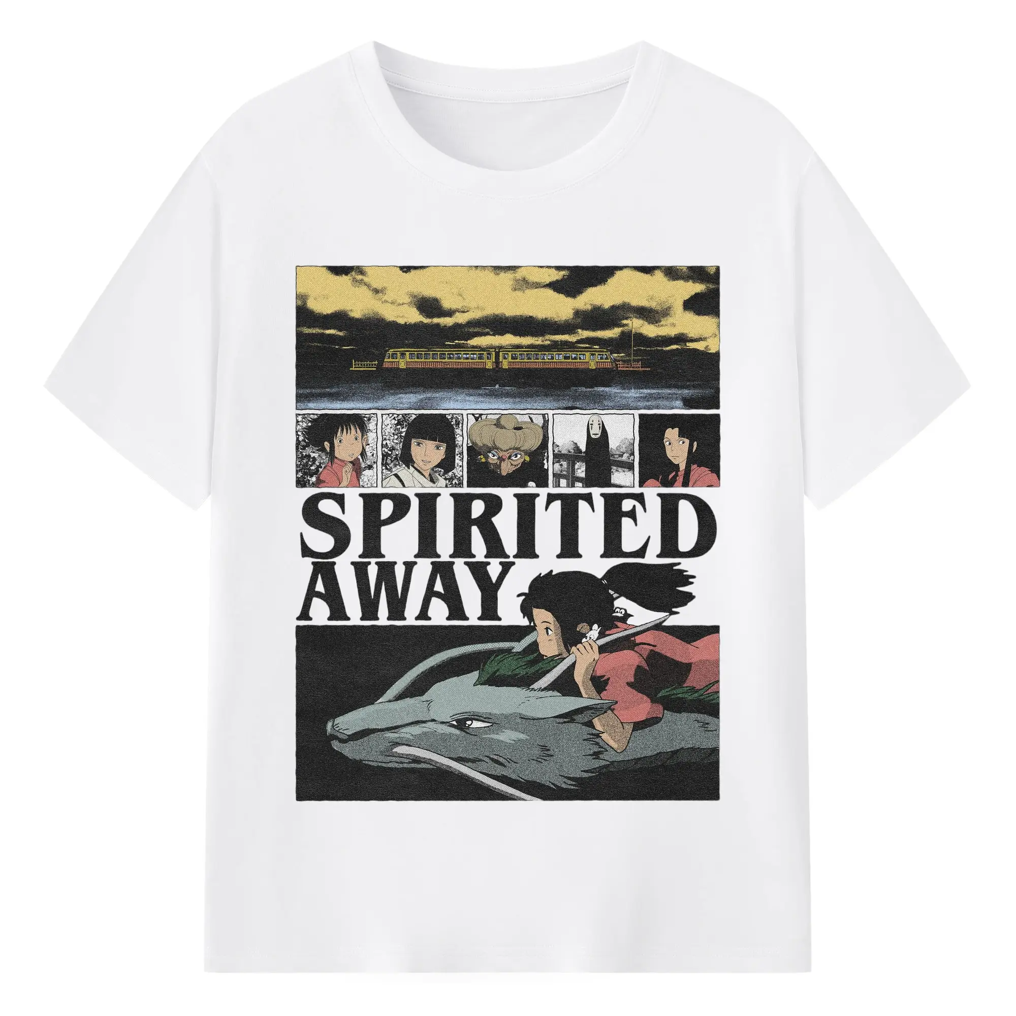 千と千尋の神隠し　千尋の冒険と出会い - 綿100％ 半袖Tシャツ ・ フロントプリント ・ 快適 通気性 ・ 日常使い 散歩 スポーツ用