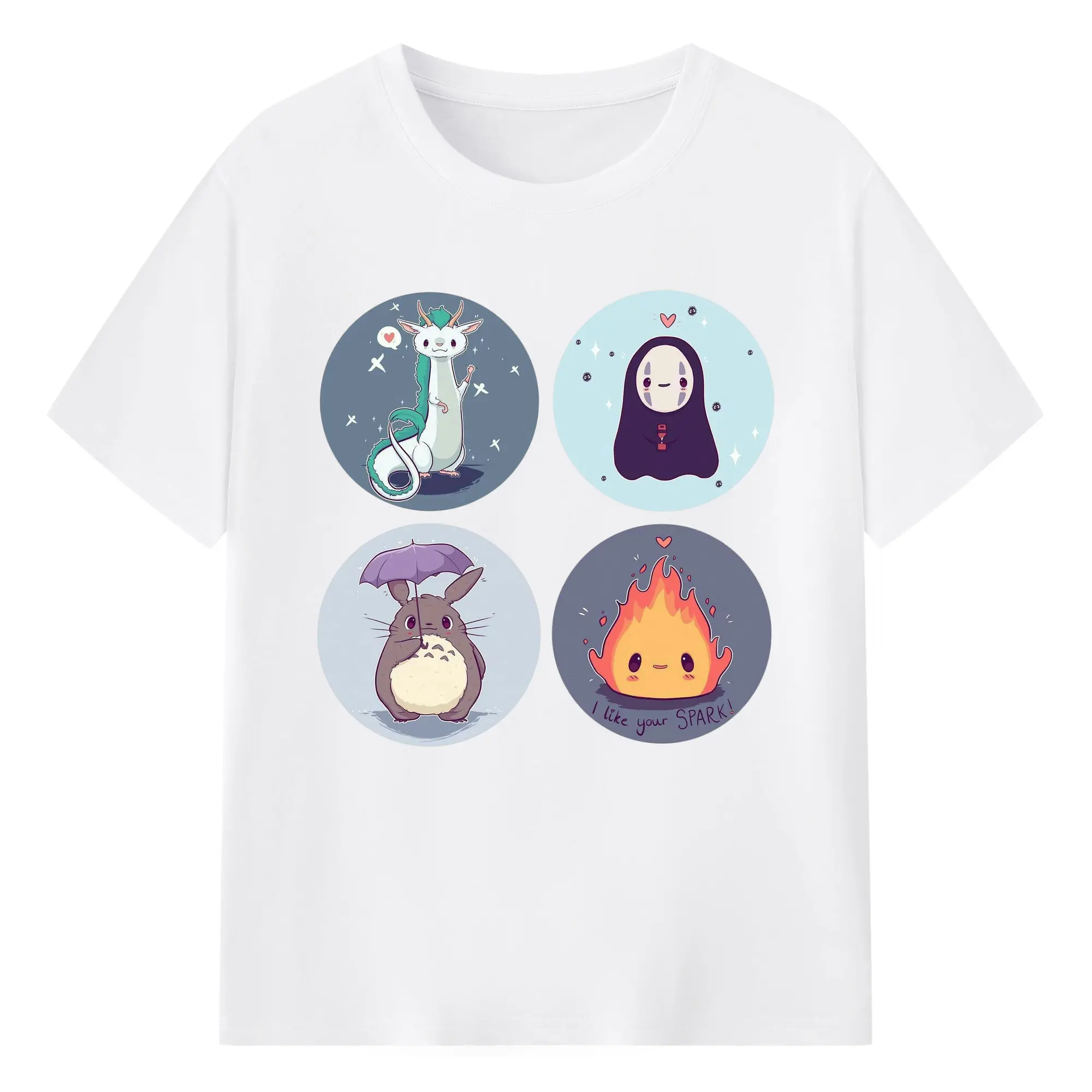 千と千尋の神隠し宮崎駿監督作品コラボ - 綿100％ 半袖Tシャツ ・ フロントプリント ・ 快適 通気性 ・ 日常使い 散歩 スポーツ用