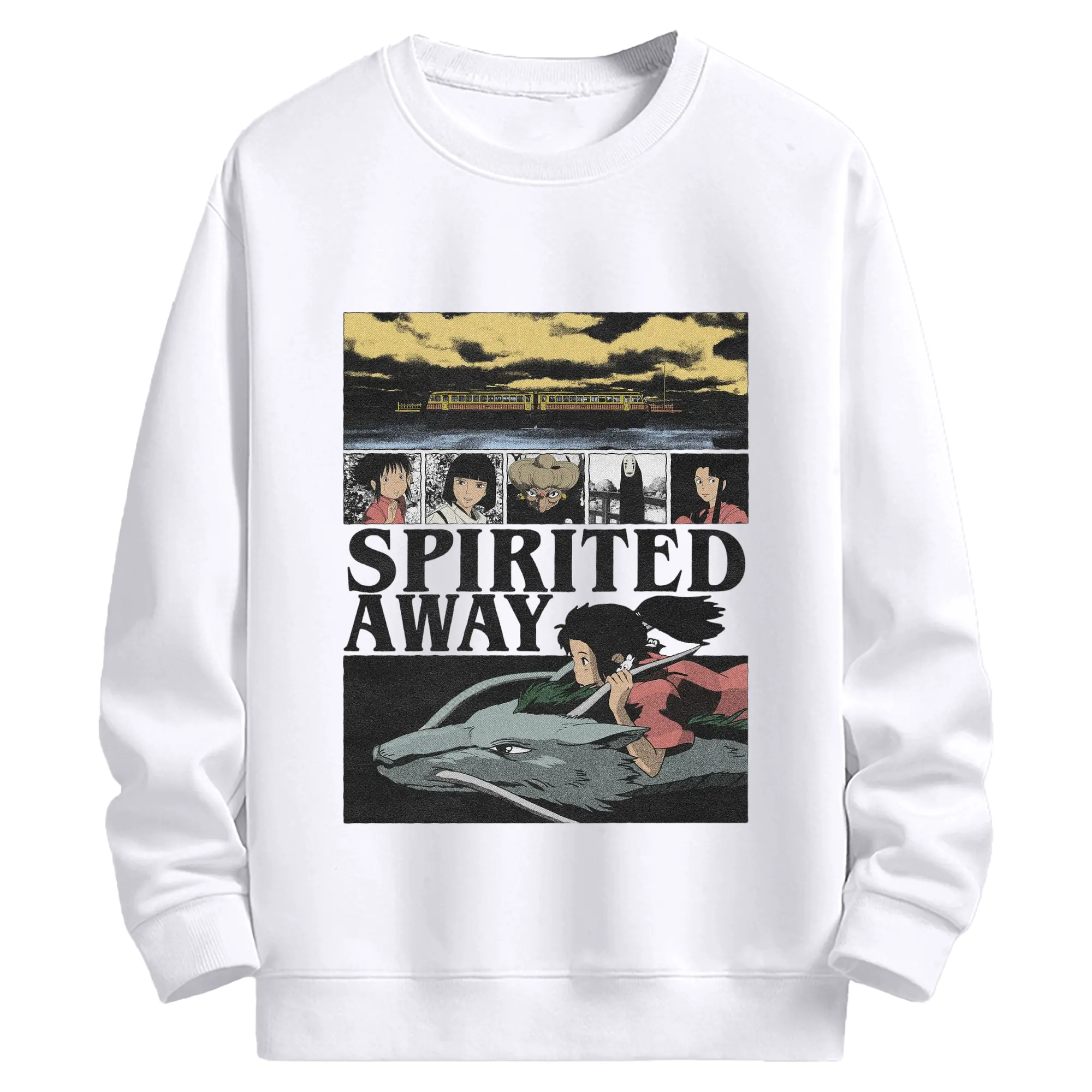 千と千尋の神隠し　千尋の冒険と出会い - 高品質 クルーネック スウェット ・ コットン59％ ポリエステル41％ ・ ユニセックス 長袖 トレーナー ・ カジュアル デイリー スポーツ 散歩用