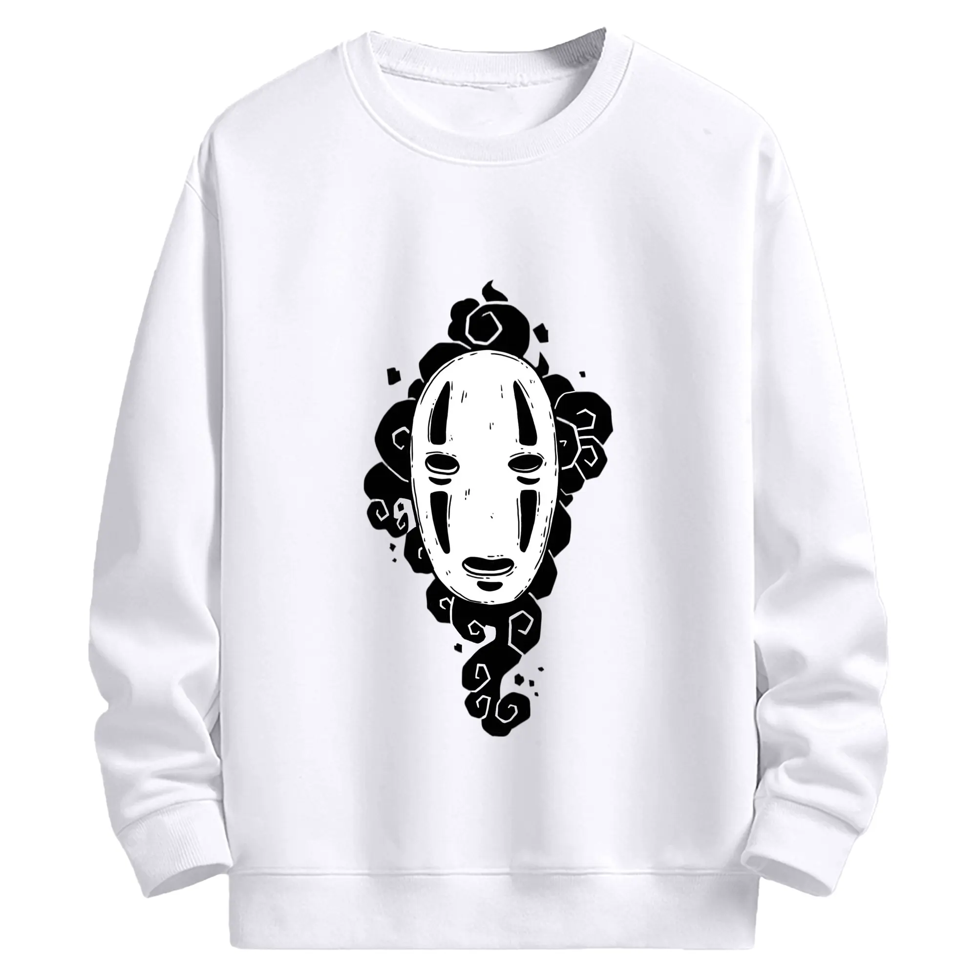 千と千尋の神隠し カオナシ - 高品質 クルーネック スウェット ・ コットン59％ ポリエステル41％ ・ ユニセックス 長袖 トレーナー ・ カジュアル デイリー スポーツ 散歩用