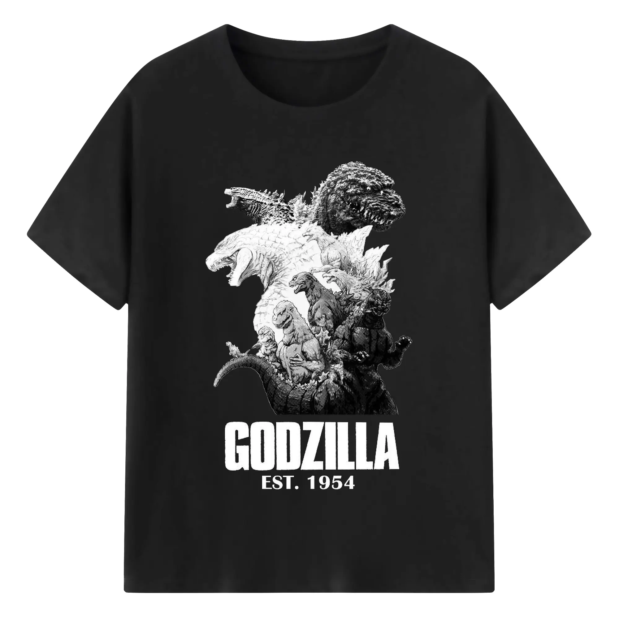 ゴジラ ゴジラ名シーン - 綿100％ 半袖Tシャツ ・ フロントプリント ・ 快適 通気性 ・ 日常使い 散歩 スポーツ用