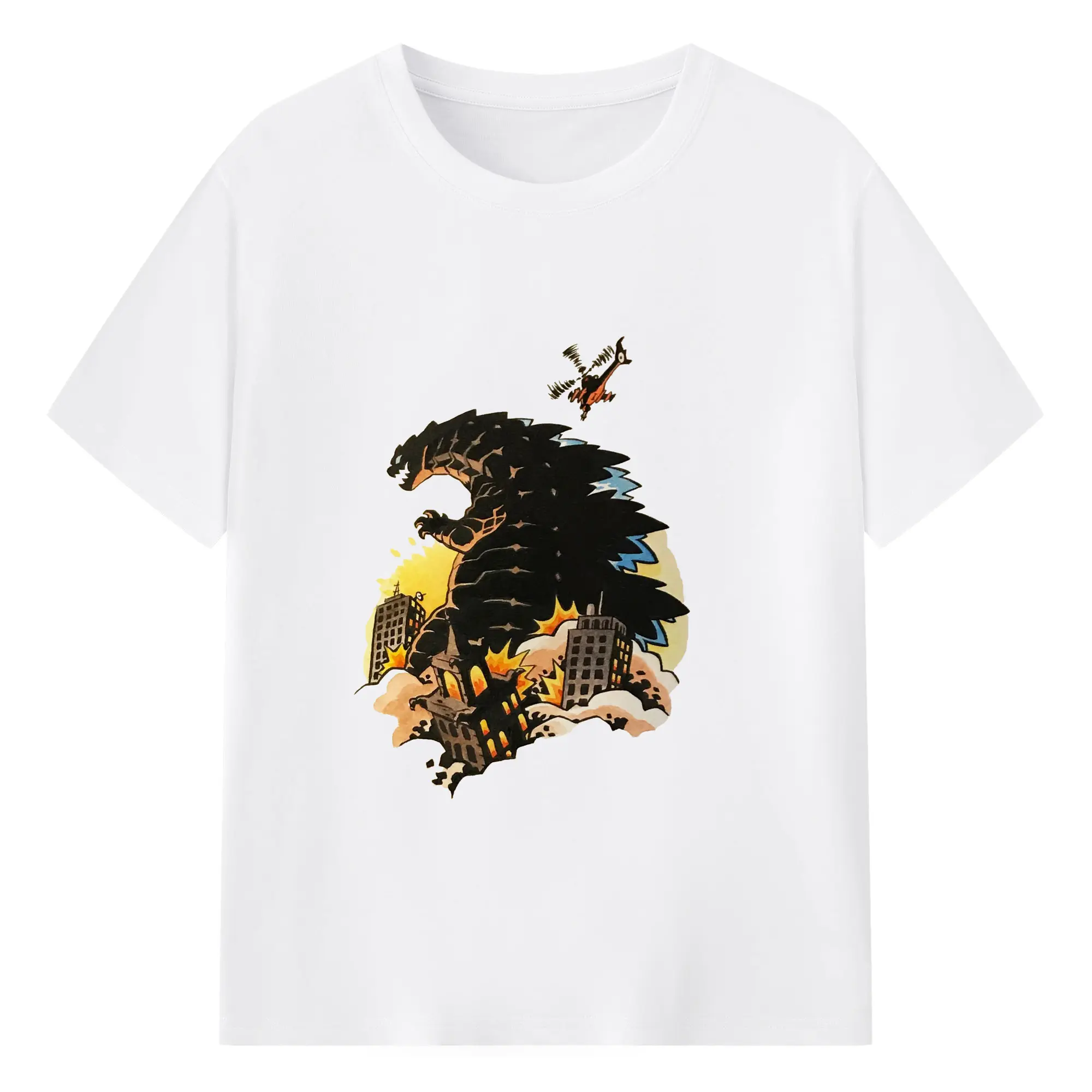 ゴジラ - 綿100％ 半袖Tシャツ ・ フロントプリント ・ 快適 通気性 ・ 日常使い 散歩 スポーツ用