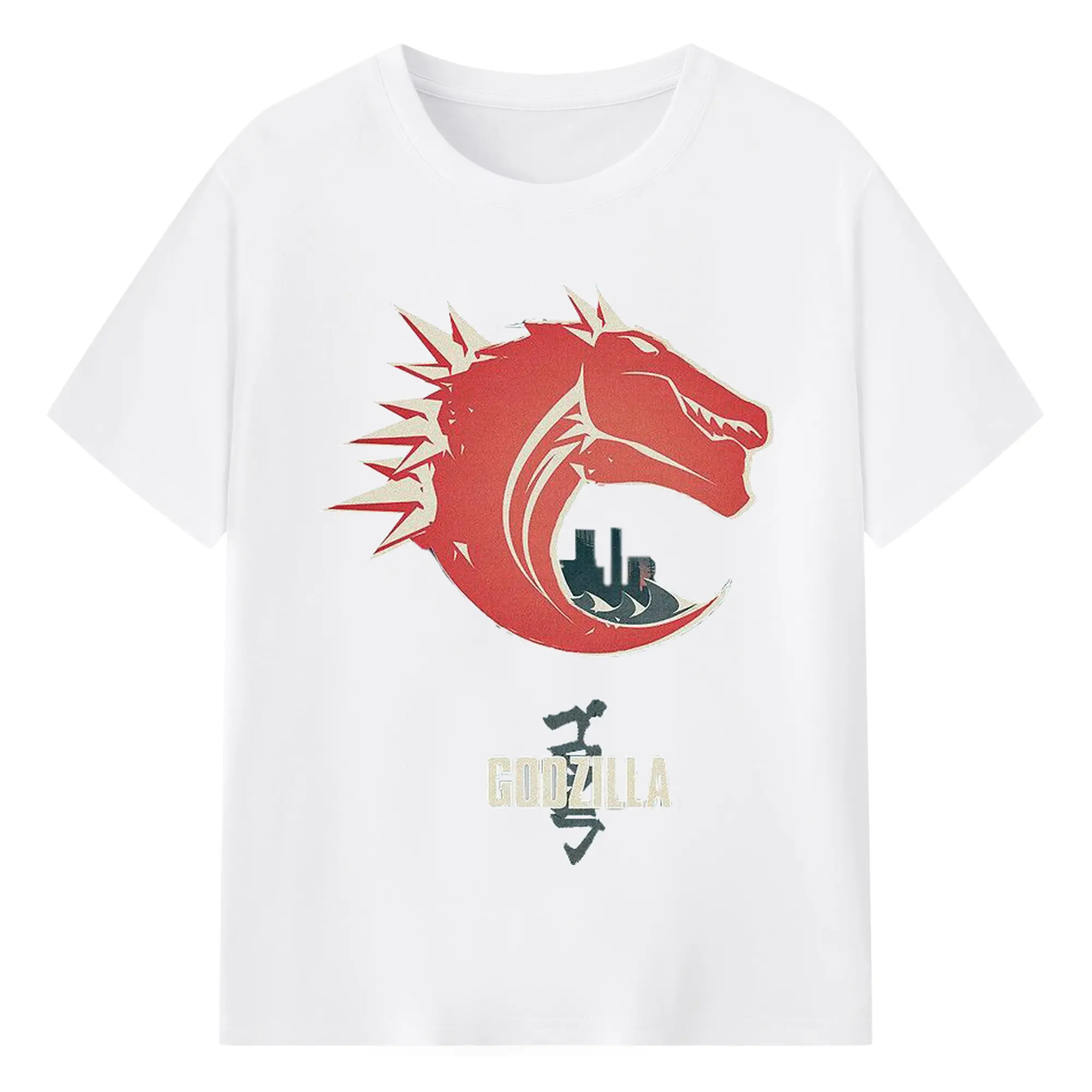 ゴジラ - 綿100％ 半袖Tシャツ ・ フロントプリント ・ 快適 通気性 ・ 日常使い 散歩 スポーツ用
