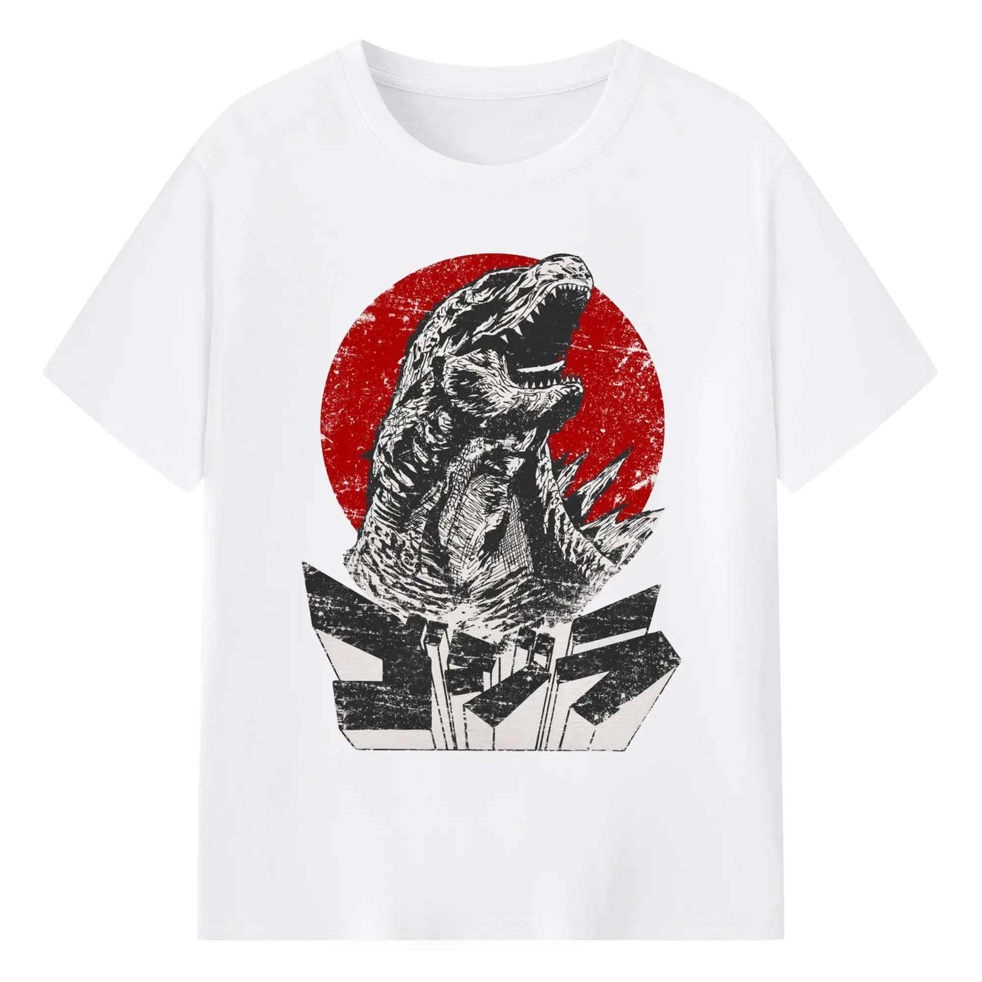 ゴジラ　デストロイア - 綿100％ 半袖Tシャツ ・ フロントプリント ・ 快適 通気性 ・ 日常使い 散歩 スポーツ用