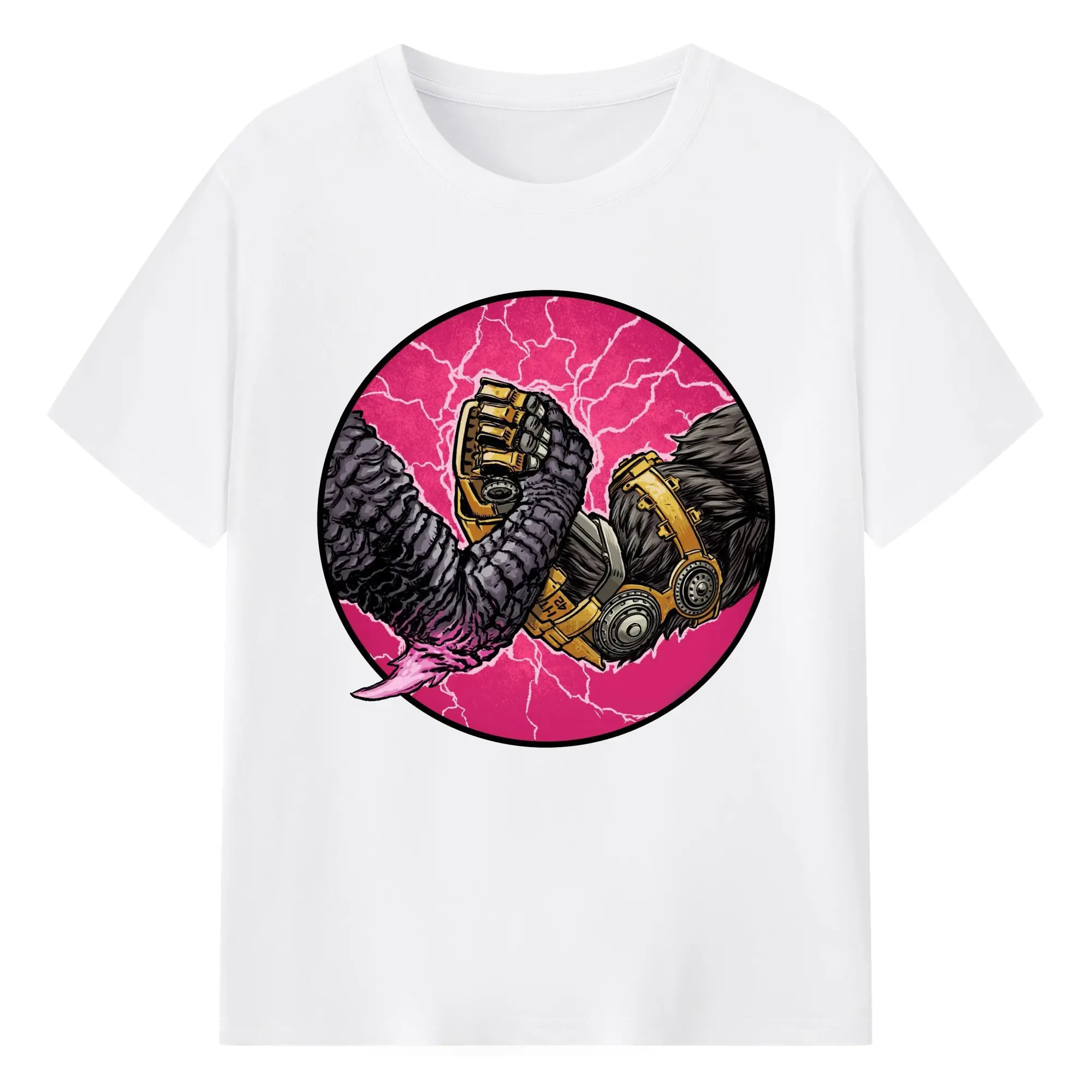 ゴジラ × コング 怪獣対決 - 綿100％ 半袖Tシャツ ・ フロントプリント ・ 快適 通気性 ・ 日常使い 散歩 スポーツ用