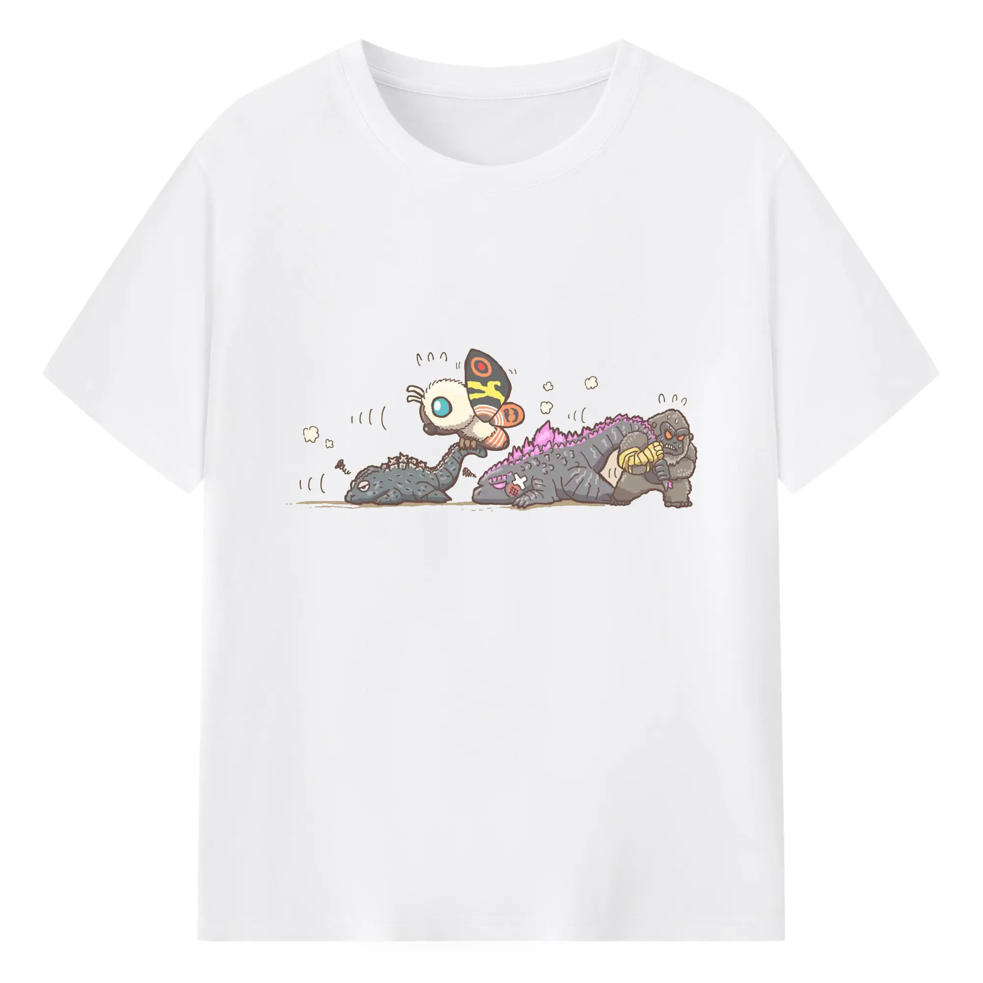 ゴジラ × コング - 綿100％ 半袖Tシャツ ・ フロントプリント ・ 快適 通気性 ・ 日常使い 散歩 スポーツ用