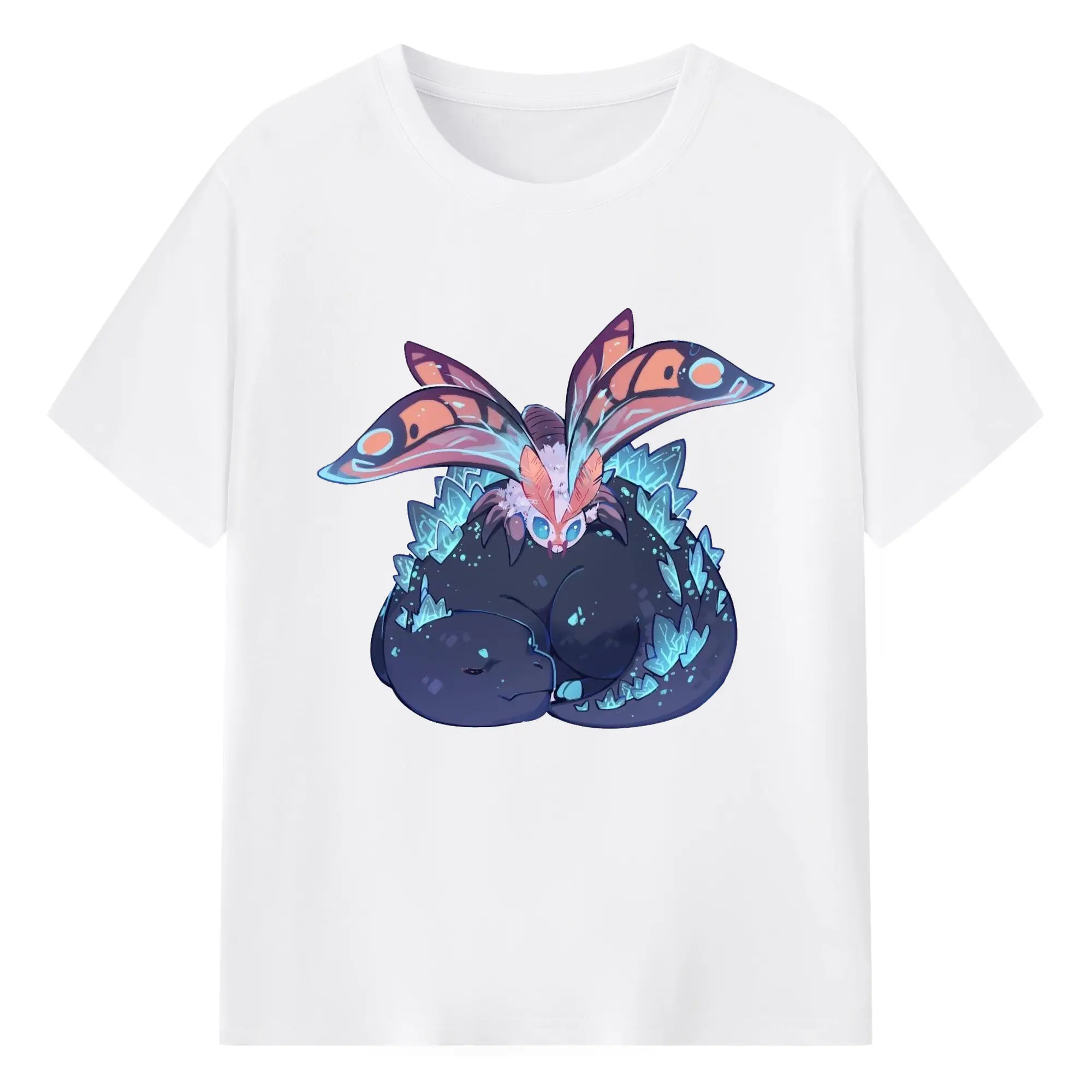 ゴジラとモスラ 守護精霊 - 綿100％ 半袖Tシャツ ・ フロントプリント ・ 快適 通気性 ・ 日常使い 散歩 スポーツ用