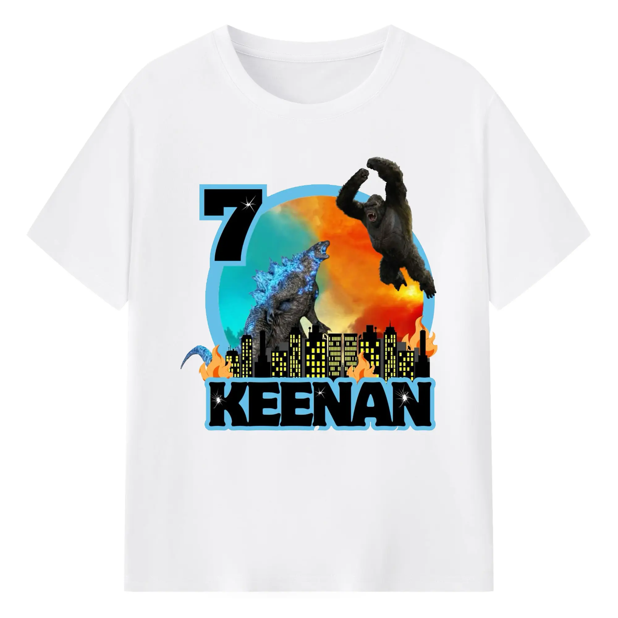 ゴジラ × コング モンスターヴァース 都市破壊 - 綿100％ 半袖Tシャツ ・ フロントプリント ・ 快適 通気性 ・ 日常使い 散歩 スポーツ用