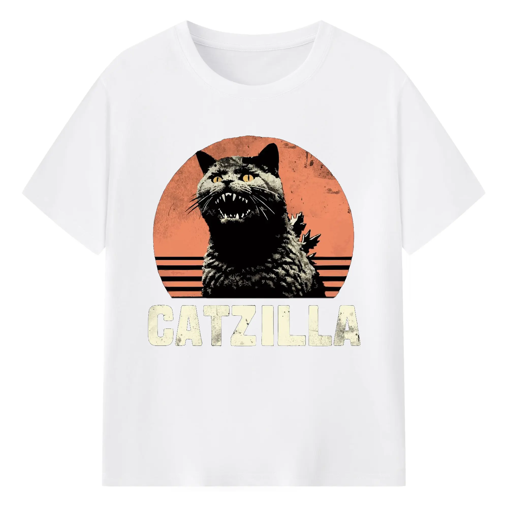 ゴジラ キャットジラ CATZILLA - 綿100％ 半袖Tシャツ ・ フロントプリント ・ 快適 通気性 ・ 日常使い 散歩 スポーツ用