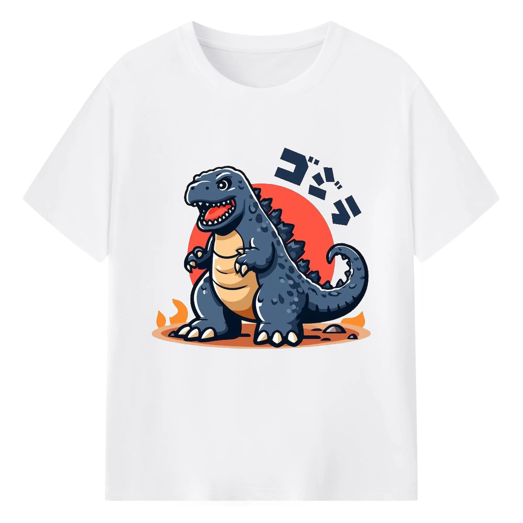 ゴジラ - 綿100％ 半袖Tシャツ ・ フロントプリント ・ 快適 通気性 ・ 日常使い 散歩 スポーツ用