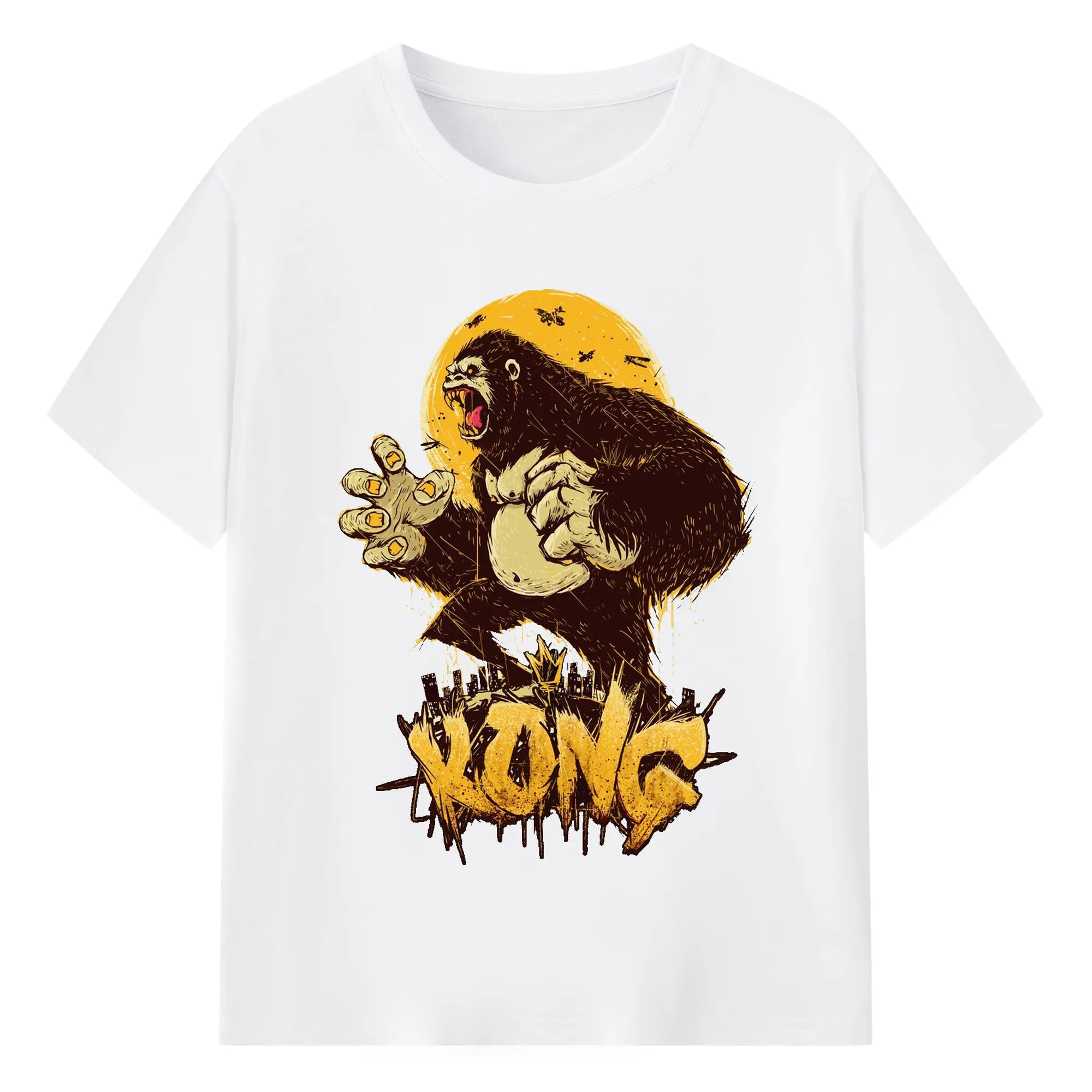 ゴジラ × コング 最強怪獣kong - 綿100％ 半袖Tシャツ ・ フロントプリント ・ 快適 通気性 ・ 日常使い 散歩 スポーツ用