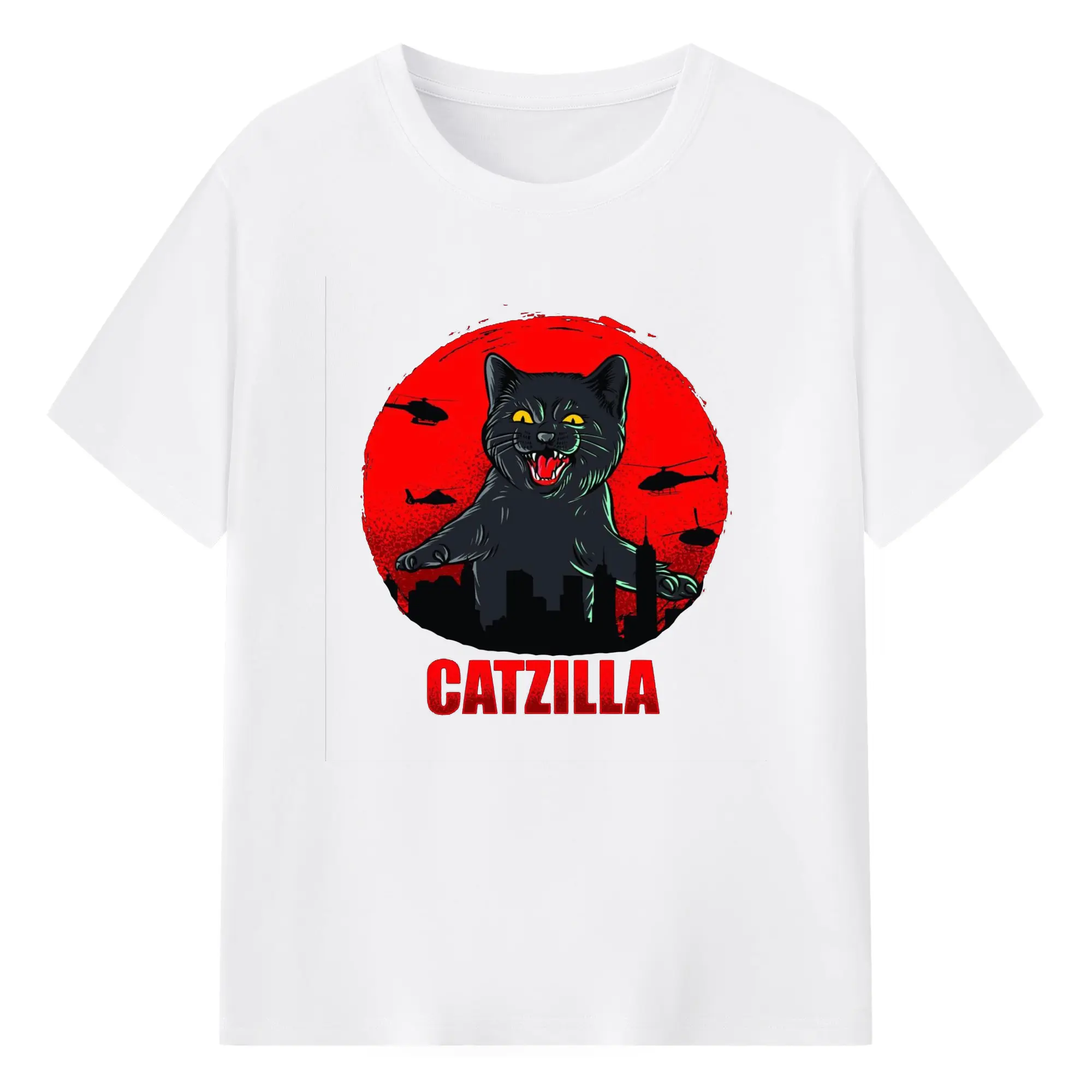 ゴジラ キャットジラ CATZILLA - 綿100％ 半袖Tシャツ ・ フロントプリント ・ 快適 通気性 ・ 日常使い 散歩 スポーツ用