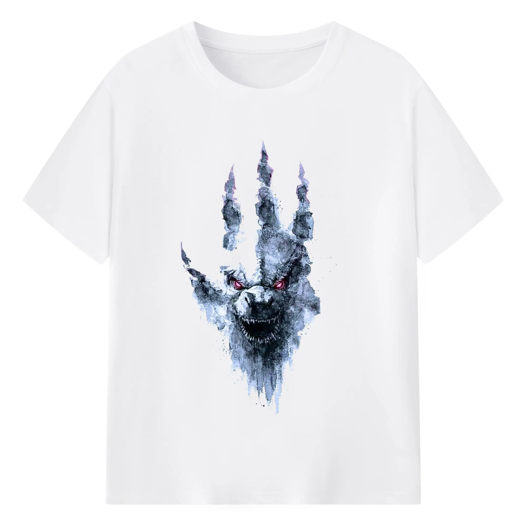 ゴジラ 手のひらアート - 綿100％ 半袖Tシャツ ・ フロントプリント ・ 快適 通気性 ・ 日常使い 散歩 スポーツ用