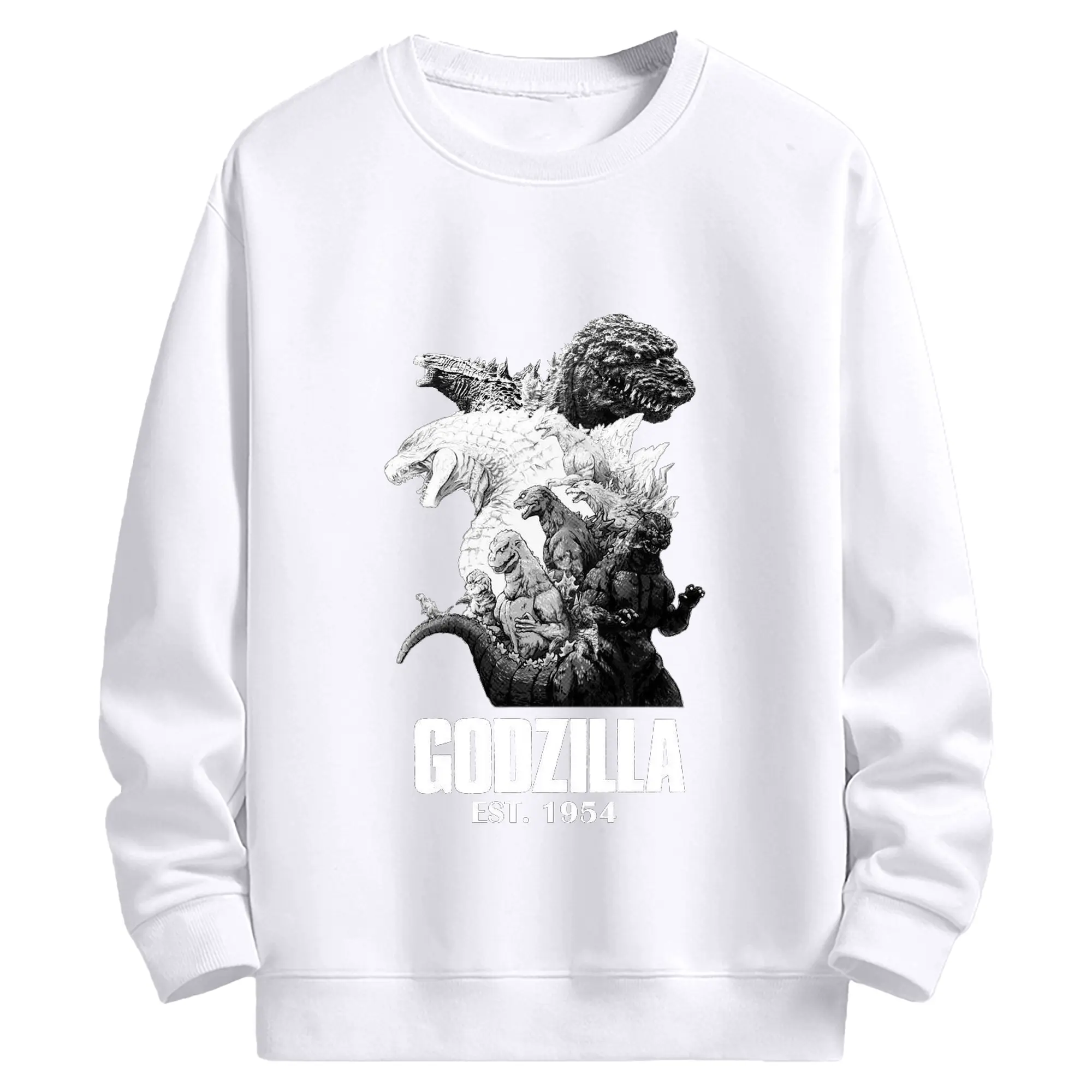 ゴジラ ゴジラ名シーン - 高品質 クルーネック スウェット ・ コットン59％ ポリエステル41％ ・ ユニセックス 長袖 トレーナー ・ カジュアル デイリー スポーツ 散歩用