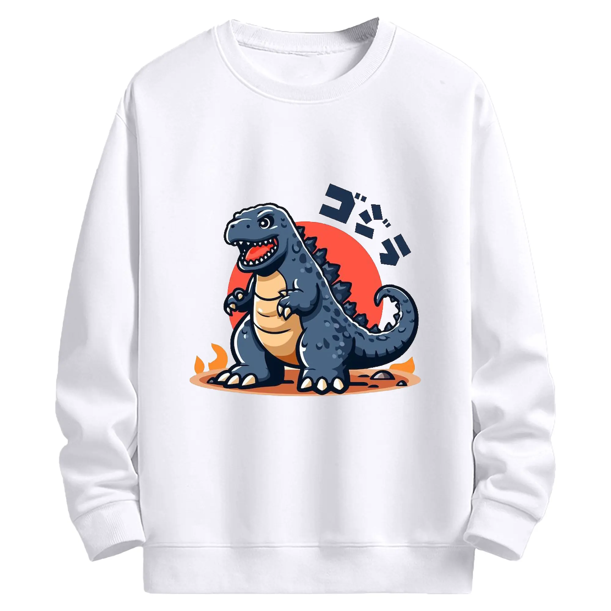 ゴジラ - 高品質 クルーネック スウェット ・ コットン59％ ポリエステル41％ ・ ユニセックス 長袖 トレーナー ・ カジュアル デイリー スポーツ 散歩用