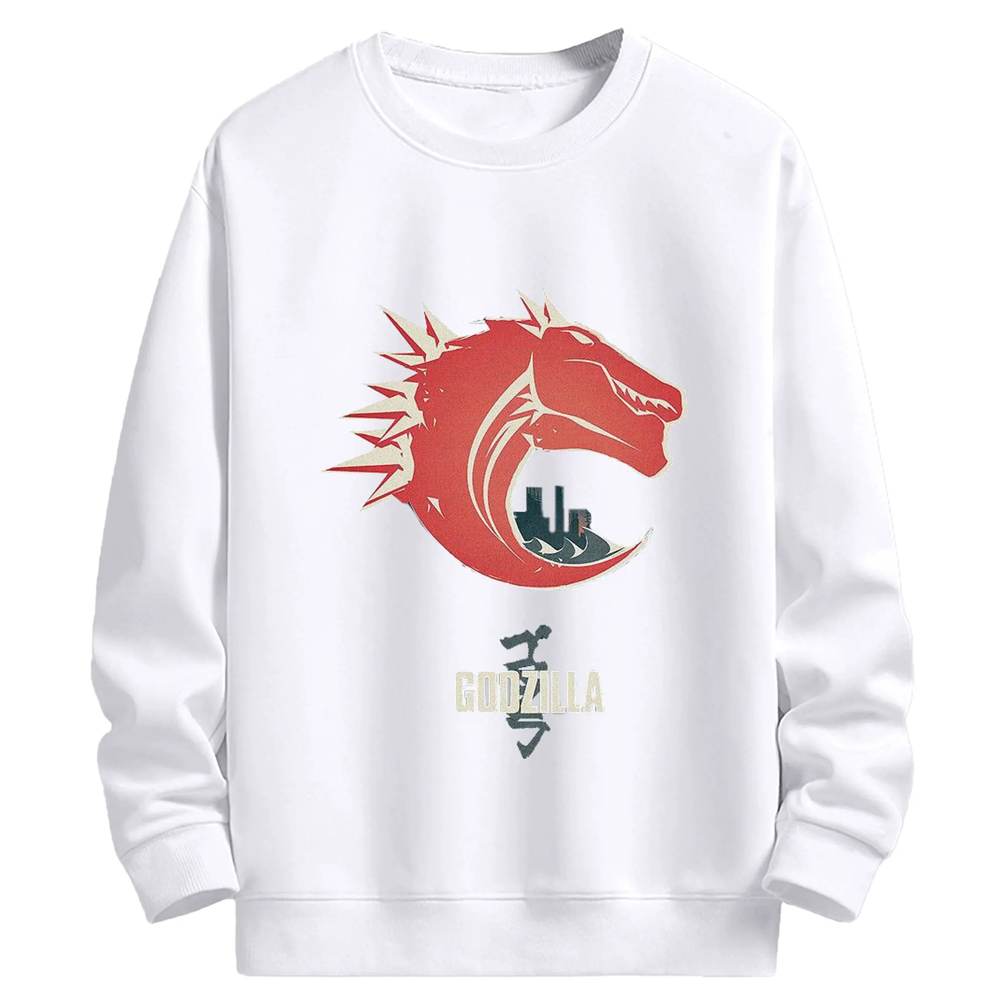 ゴジラ - 高品質 クルーネック スウェット ・ コットン59％ ポリエステル41％ ・ ユニセックス 長袖 トレーナー ・ カジュアル デイリー スポーツ 散歩用