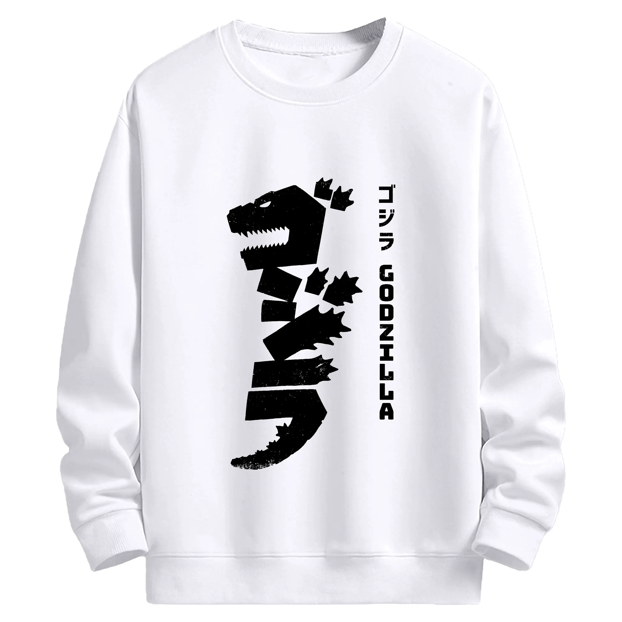 ゴジラ - 高品質 クルーネック スウェット ・ コットン59％ ポリエステル41％ ・ ユニセックス 長袖 トレーナー ・ カジュアル デイリー スポーツ 散歩用