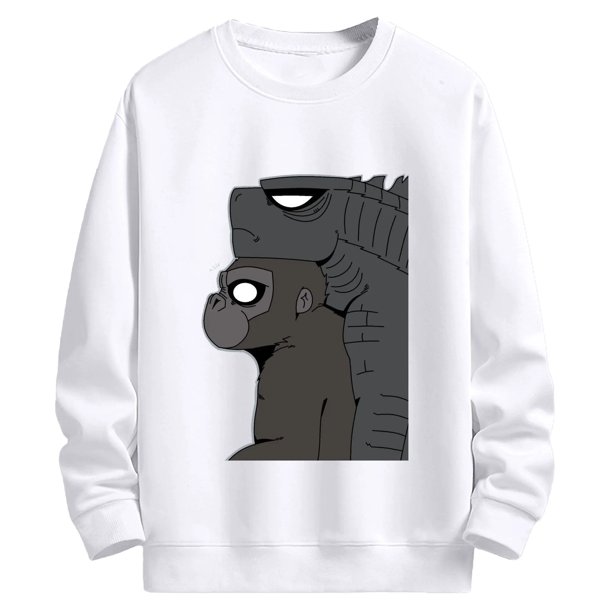 ゴジラ × コング - 高品質 クルーネック スウェット ・ コットン59％ ポリエステル41％ ・ ユニセックス 長袖 トレーナー ・ カジュアル デイリー スポーツ 散歩用