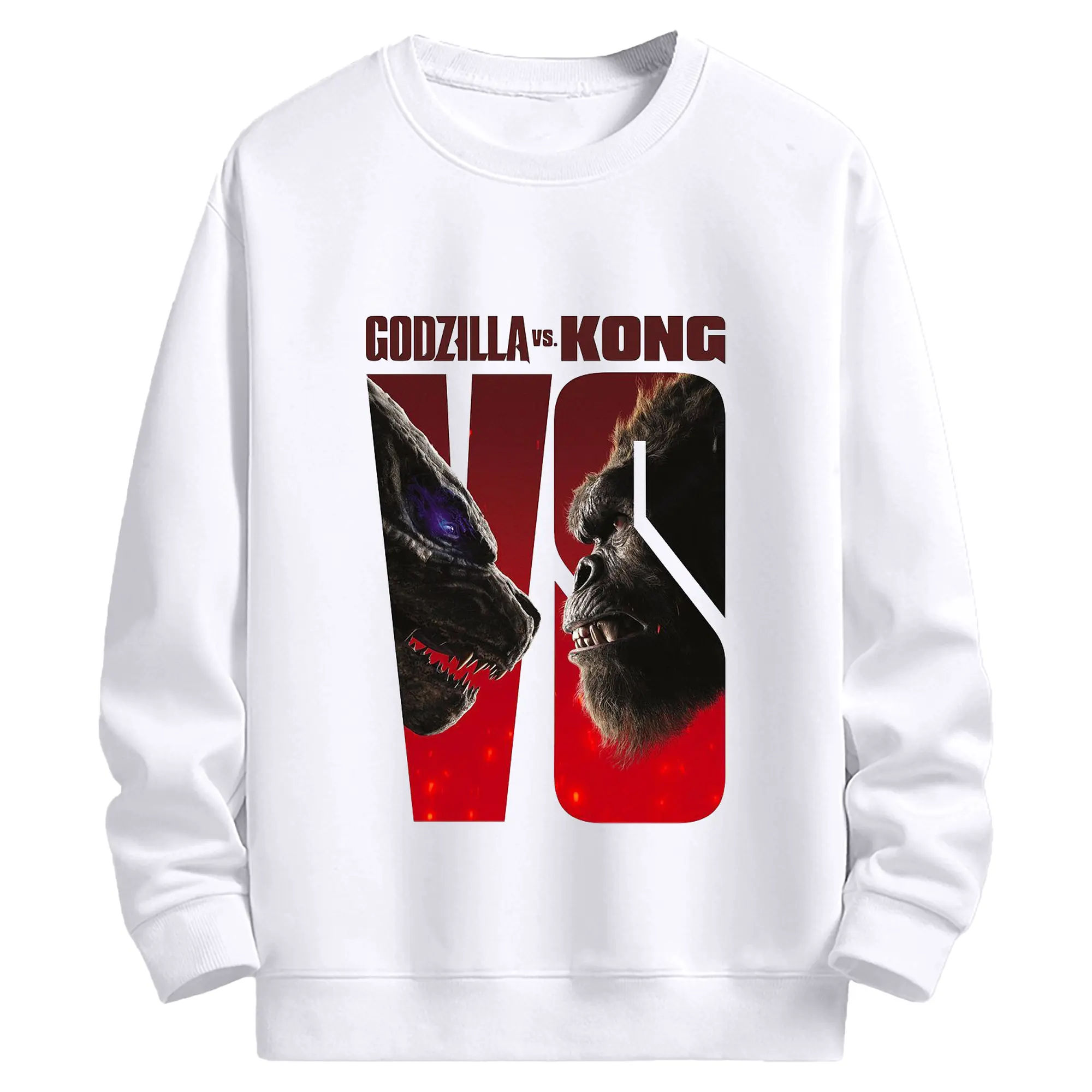ゴジラ × コング 怪獣映画 怪獣バトル - 高品質 クルーネック スウェット ・ コットン59％ ポリエステル41％ ・ ユニセックス 長袖 トレーナー ・ カジュアル デイリー スポーツ 散歩用