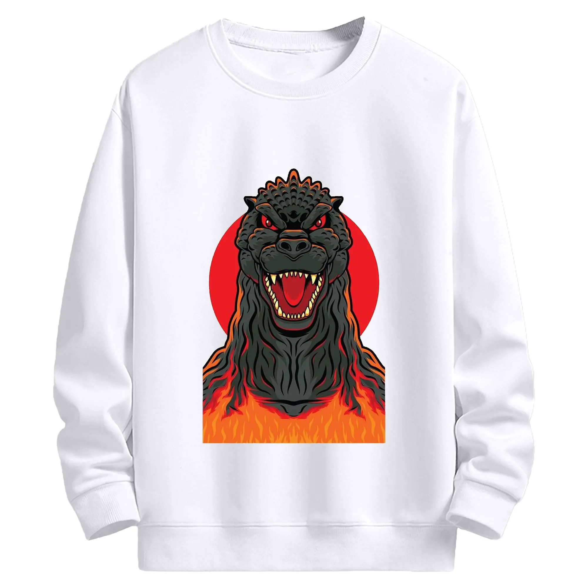 ゴジラ ゴジラ昭和シリーズ - 高品質 クルーネック スウェット ・ コットン59％ ポリエステル41％ ・ ユニセックス 長袖 トレーナー ・ カジュアル デイリー スポーツ 散歩用
