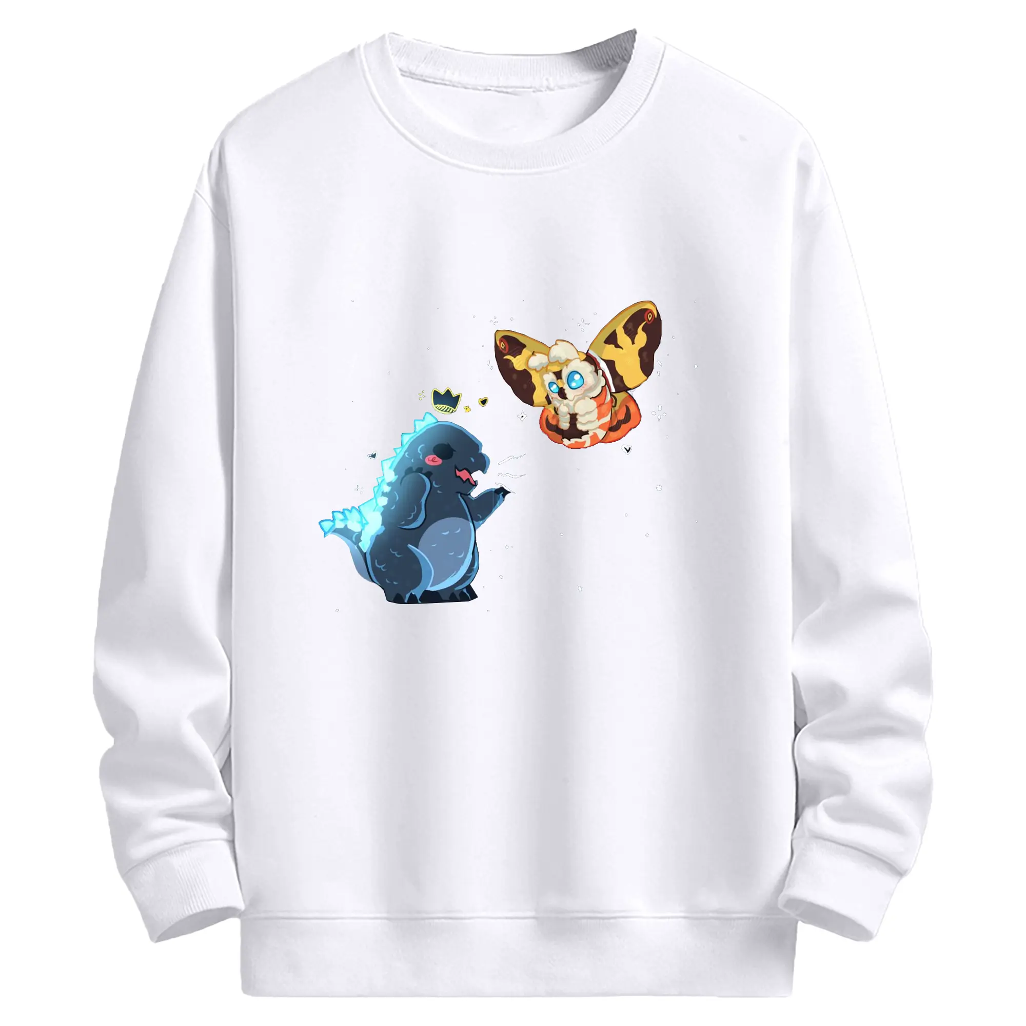 ゴジラとモスラ Mothra - 高品質 クルーネック スウェット ・ コットン59％ ポリエステル41％ ・ ユニセックス 長袖 トレーナー ・ カジュアル デイリー スポーツ 散歩用