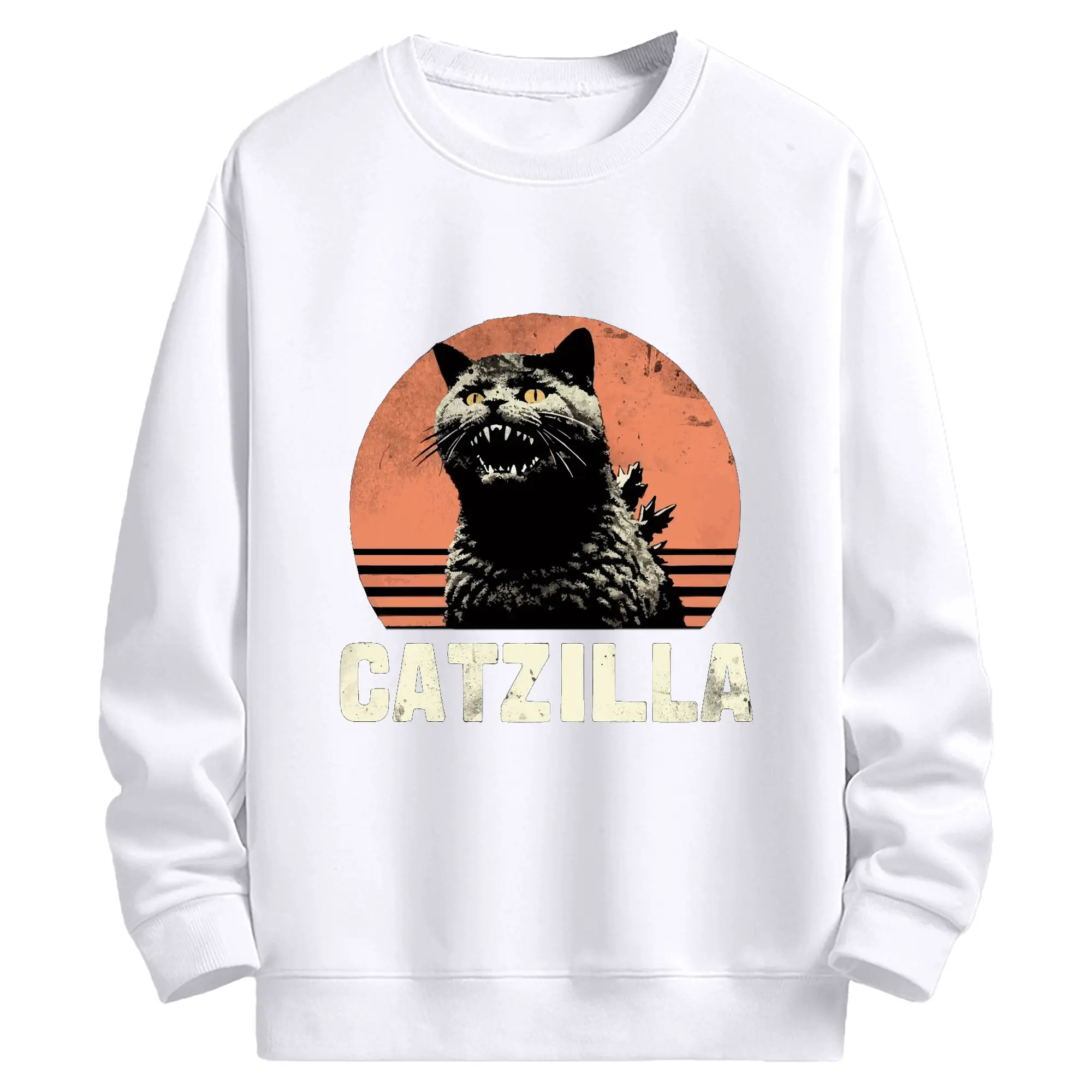 ゴジラ キャットジラ CATZILLA - 高品質 クルーネック スウェット ・ コットン59％ ポリエステル41％ ・ ユニセックス 長袖 トレーナー ・ カジュアル デイリー スポーツ 散歩用