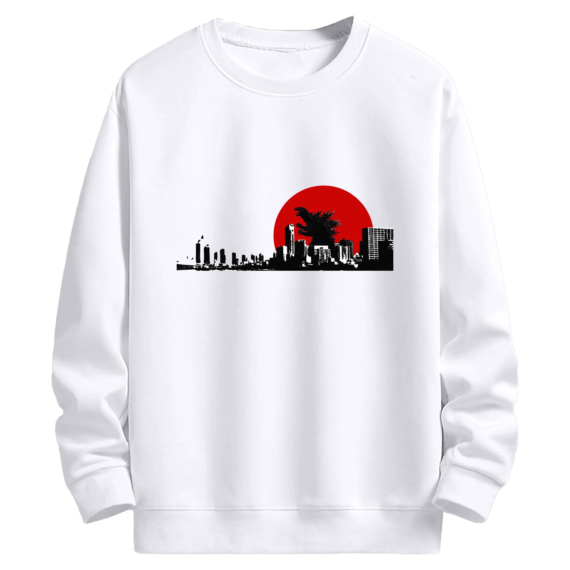 ゴジラ ゴジラ名シーン - 高品質 クルーネック スウェット ・ コットン59％ ポリエステル41％ ・ ユニセックス 長袖 トレーナー ・ カジュアル デイリー スポーツ 散歩用