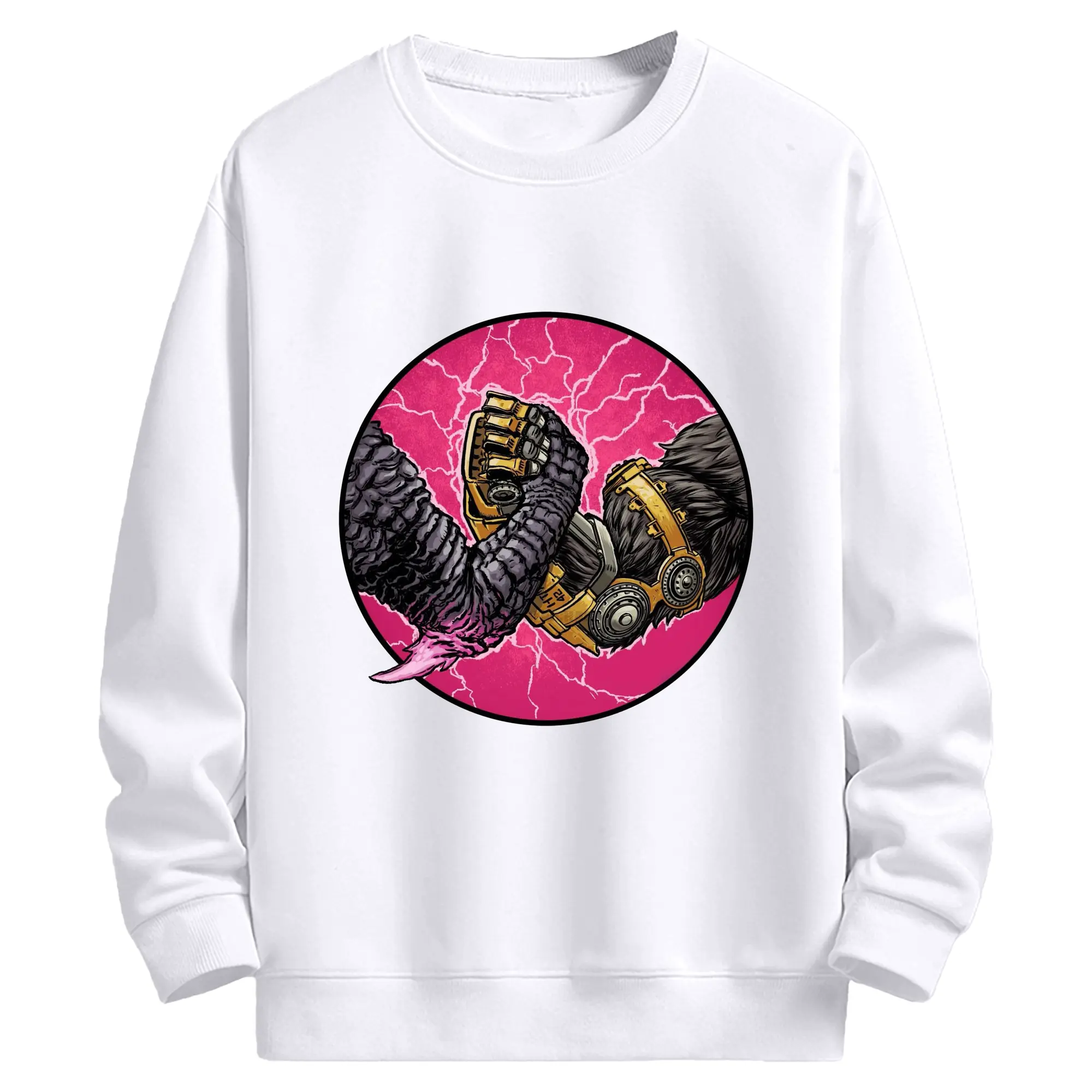 ゴジラ × コング 怪獣対決 - 高品質 クルーネック スウェット ・ コットン59％ ポリエステル41％ ・ ユニセックス 長袖 トレーナー ・ カジュアル デイリー スポーツ 散歩用