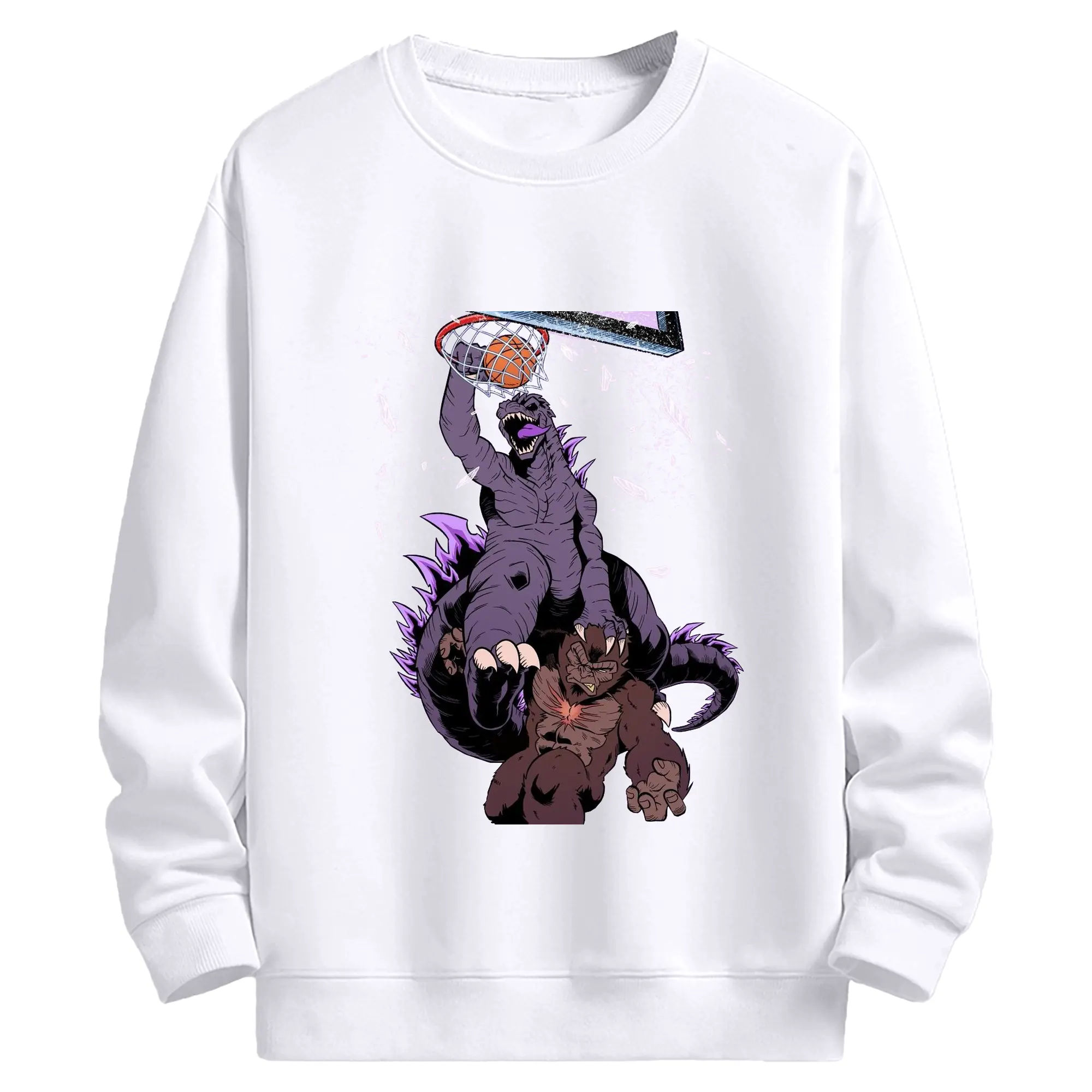 ゴジラ × コング モンスター - 高品質 クルーネック スウェット ・ コットン59％ ポリエステル41％ ・ ユニセックス 長袖 トレーナー ・ カジュアル デイリー スポーツ 散歩用