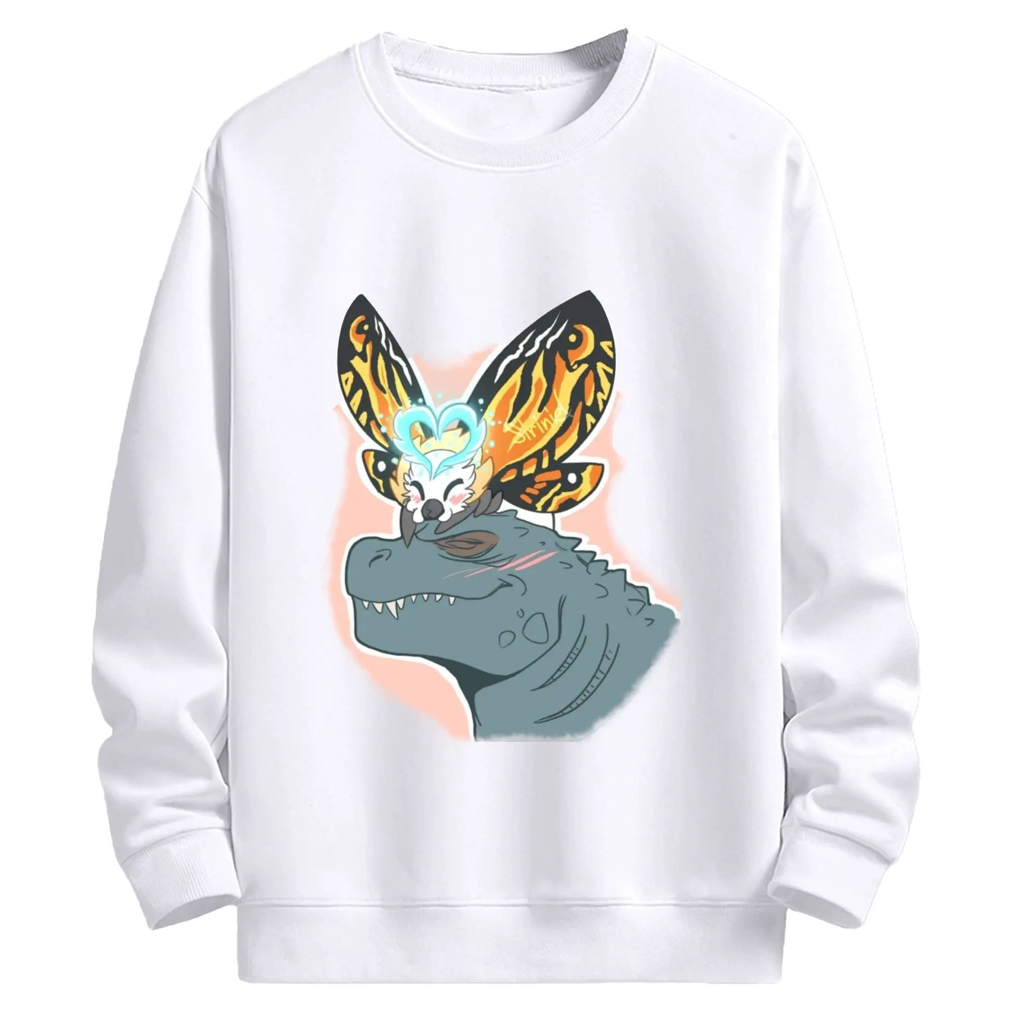 ゴジラとモスラ モスラの羽音 - 高品質 クルーネック スウェット ・ コットン59％ ポリエステル41％ ・ ユニセックス 長袖 トレーナー ・ カジュアル デイリー スポーツ 散歩用