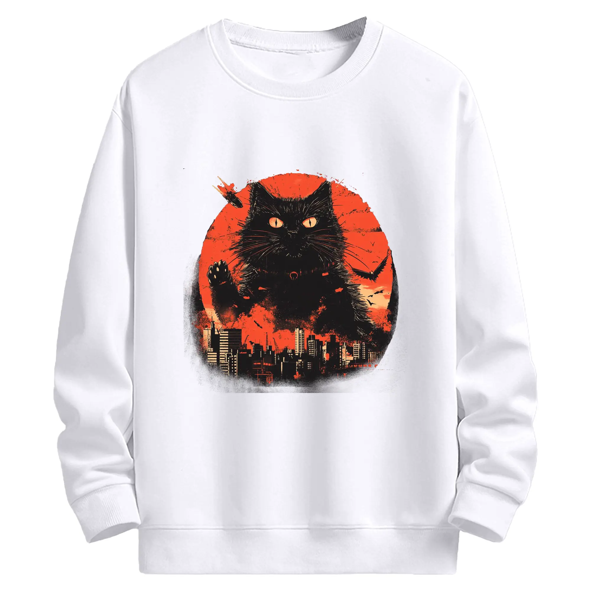 ゴジラ キャットジラ CATZILLA かわいい怪獣 - 高品質 クルーネック スウェット ・ コットン59％ ポリエステル41％ ・ ユニセックス 長袖 トレーナー ・ カジュアル デイリー スポーツ 散歩用